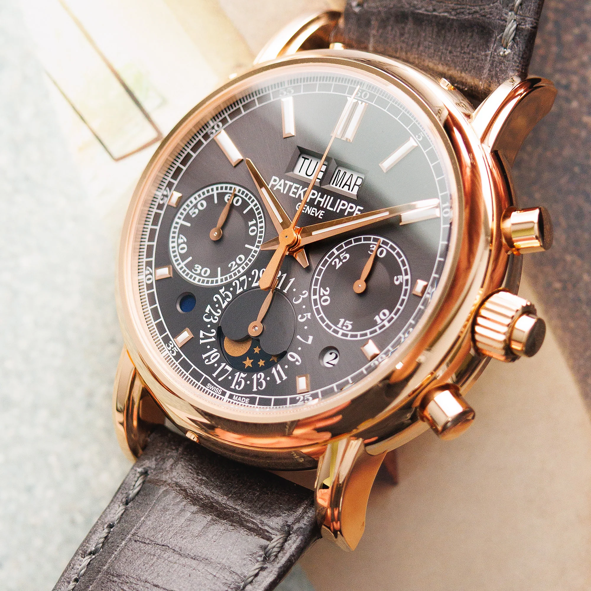 Patek Philippe Rose Gold Split Seconds Perpetual Calendar Chronograph Ref. 5204R - Image 2