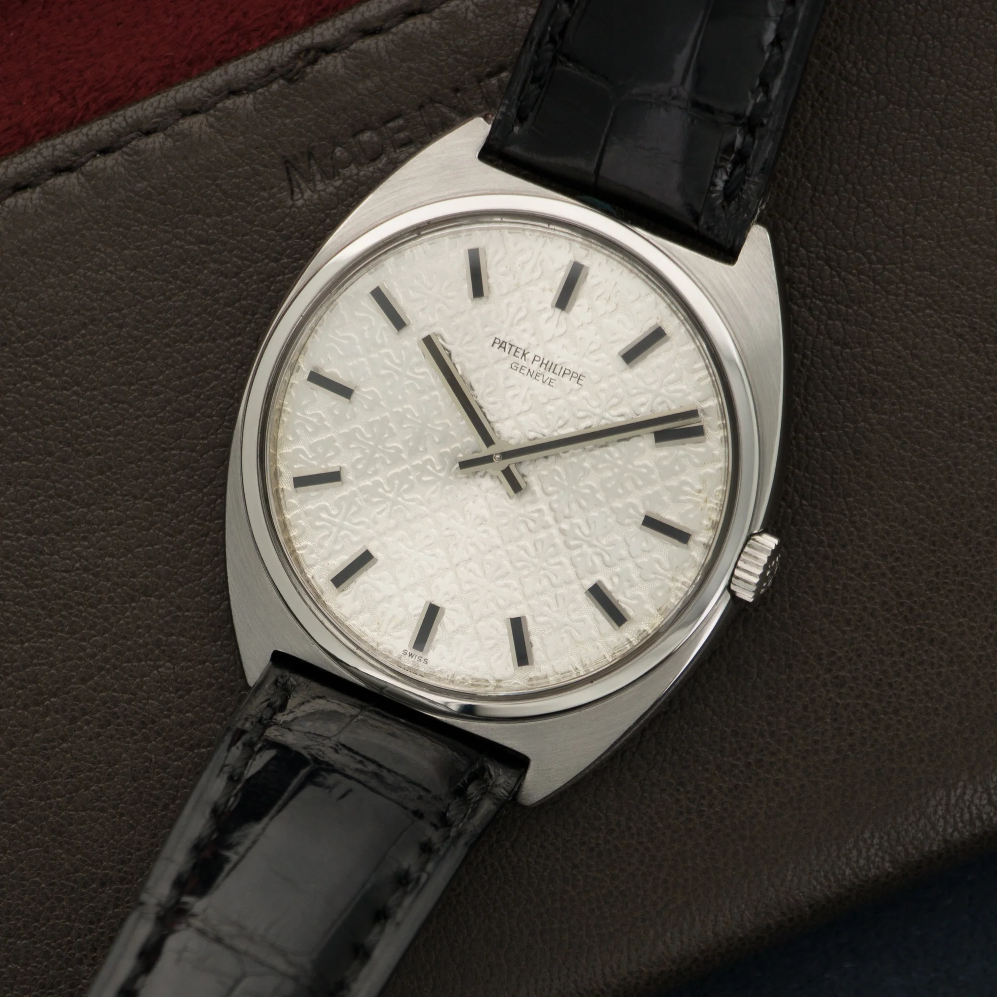 Patek Philippe Steel Embroidered Dial Watch Ref. 3474 - Image 2