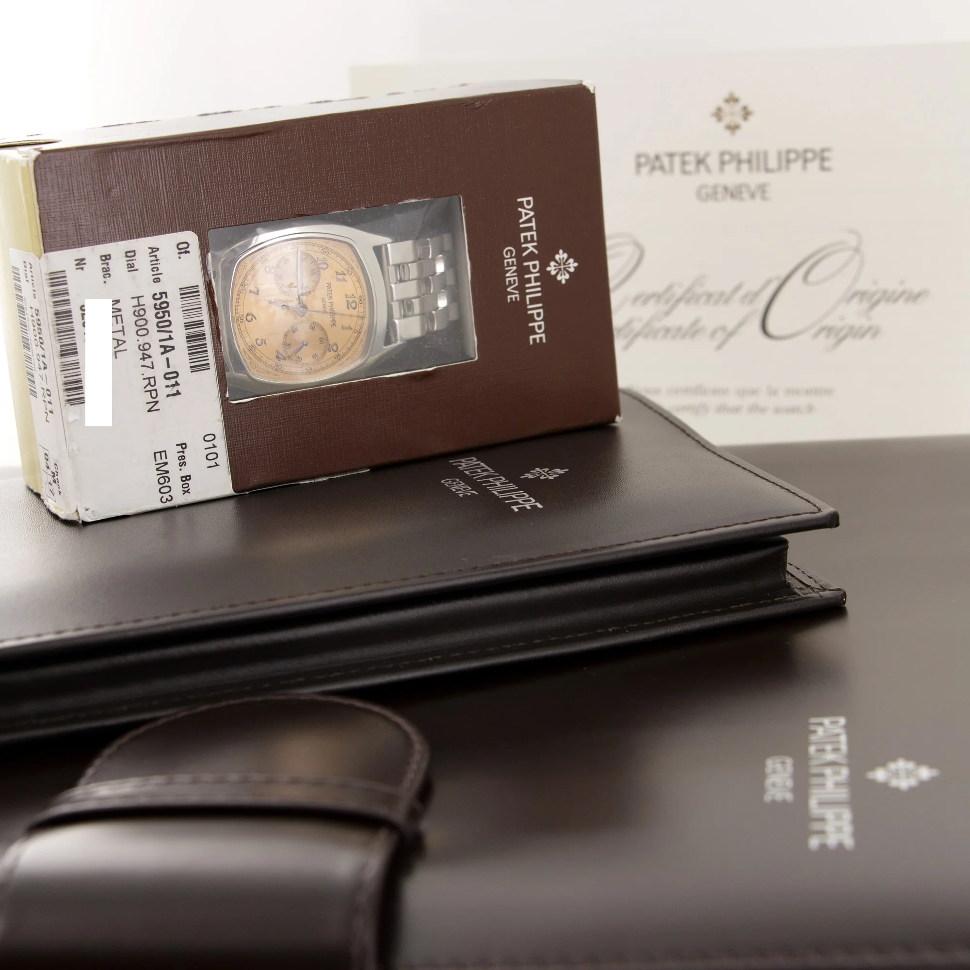 Patek Philippe Steel Monopusher Salmon Dial Chronograph Watch Ref. 5950 - Image 3