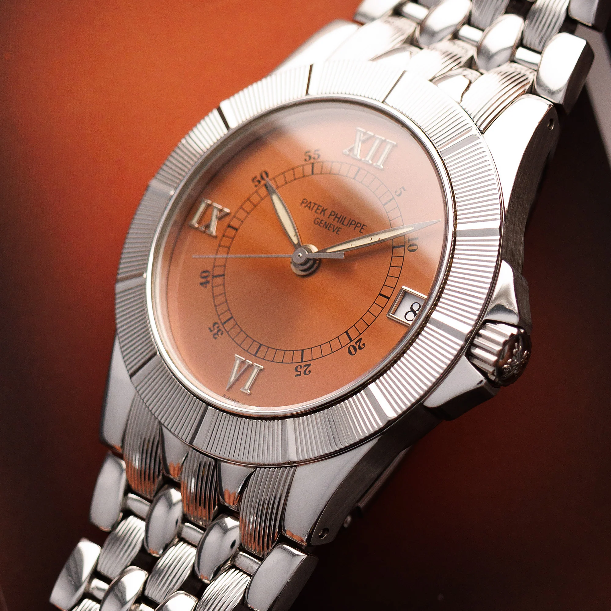Patek Philippe Steel Neptune Watch Ref. 5080 with Salmon Dial - Image 2