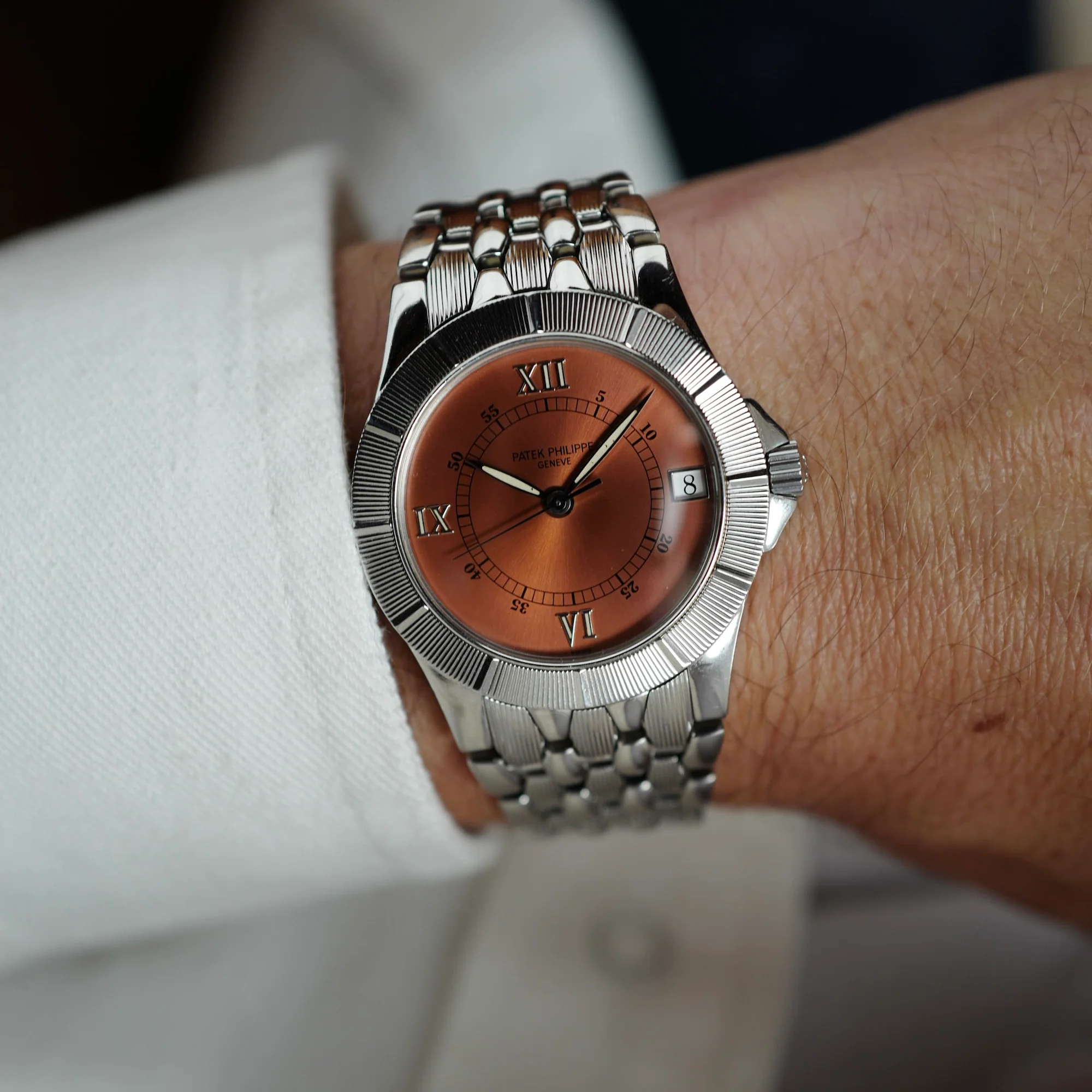 Patek Philippe Steel Neptune Watch Ref. 5080 with Salmon Dial - Image 3
