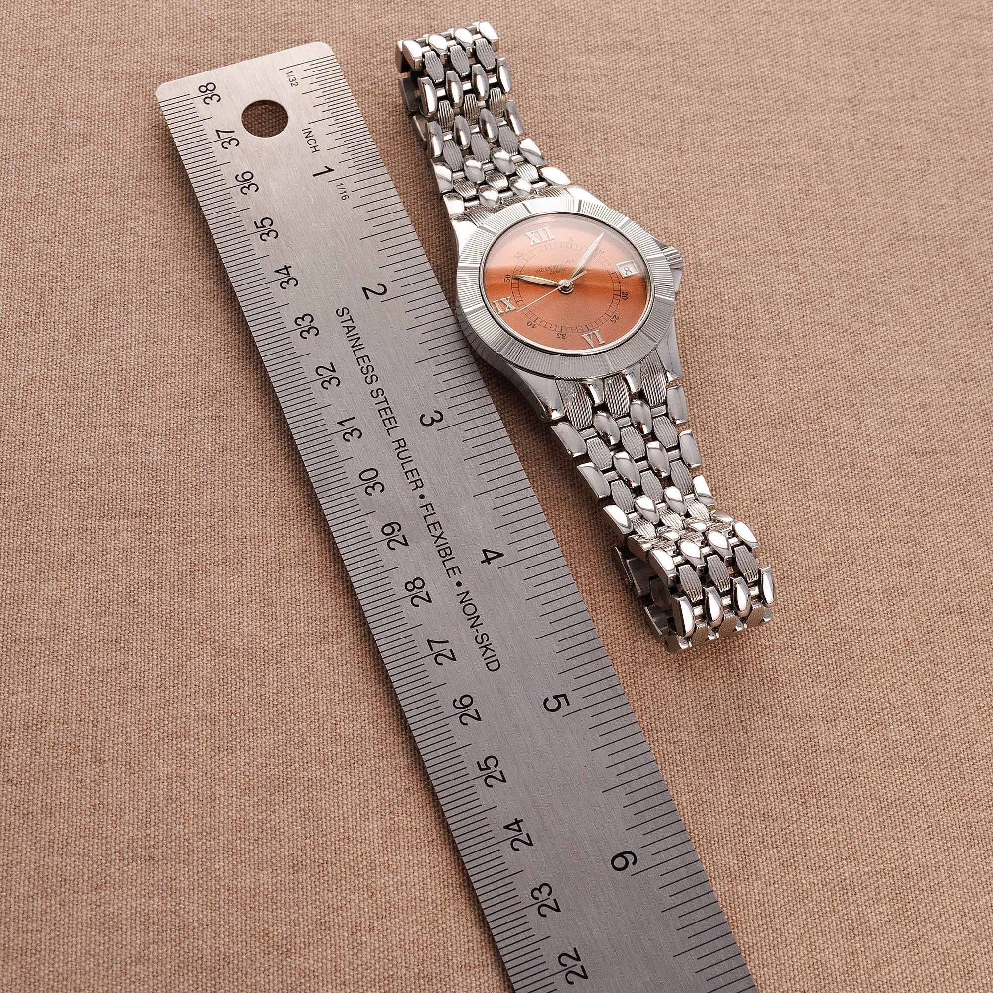 Patek Philippe Steel Neptune Watch Ref. 5080 with Salmon Dial - Image 8