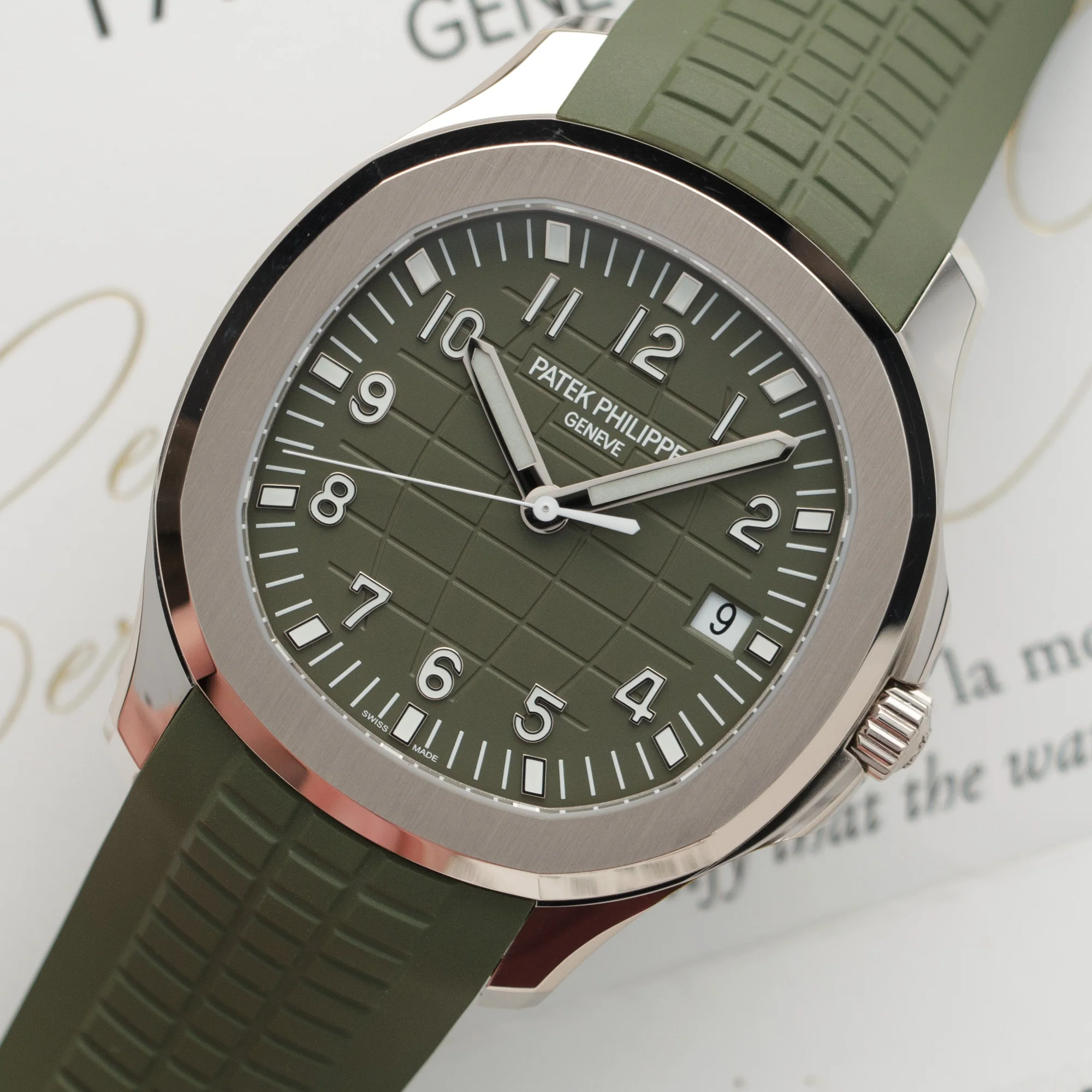 Patek Philippe White Gold Aquanaut Khaki Green Watch Ref. 5168 - Image 2