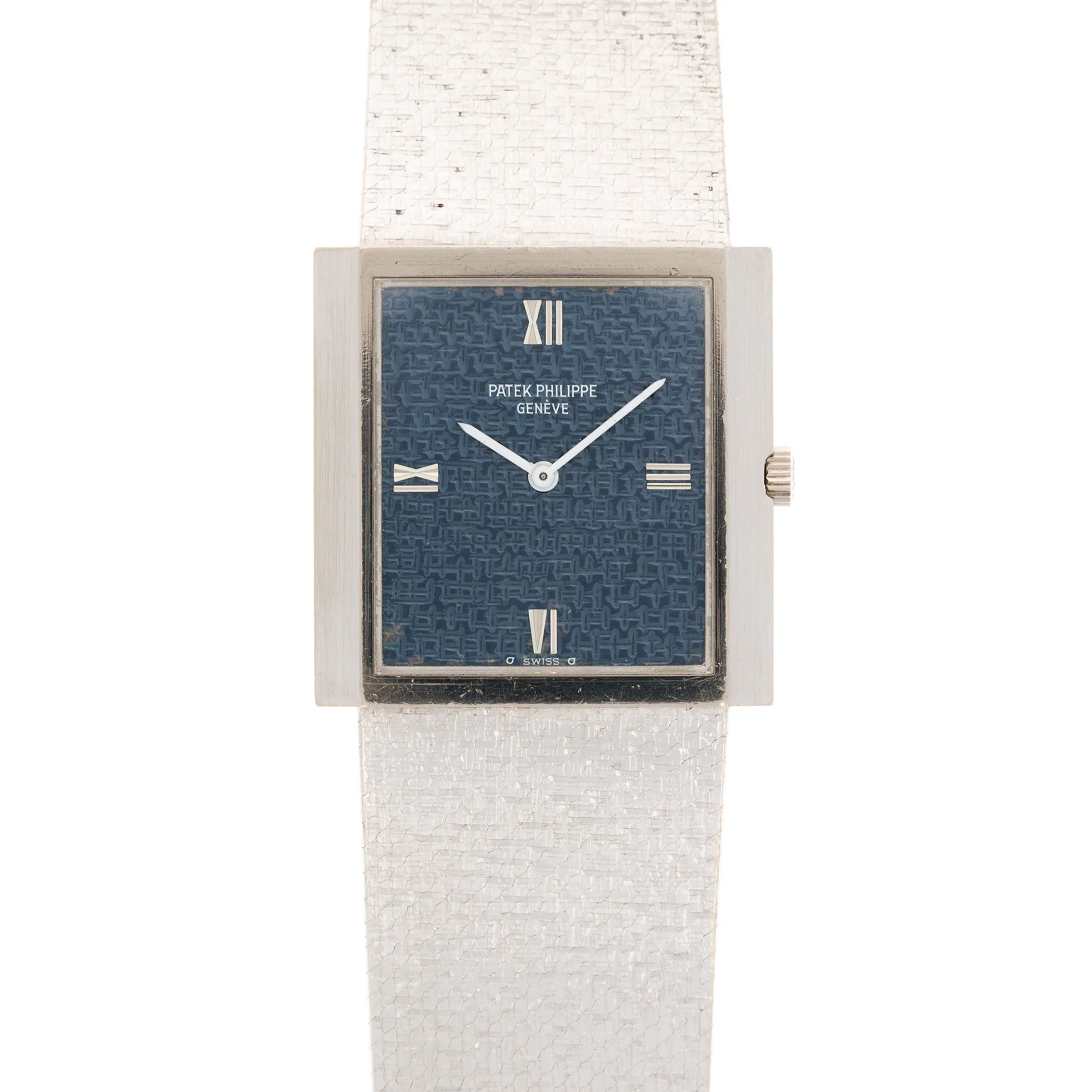 Patek Philippe White Gold Bracelet Watch Ref. 3571 with Rare Textured Blue Dial