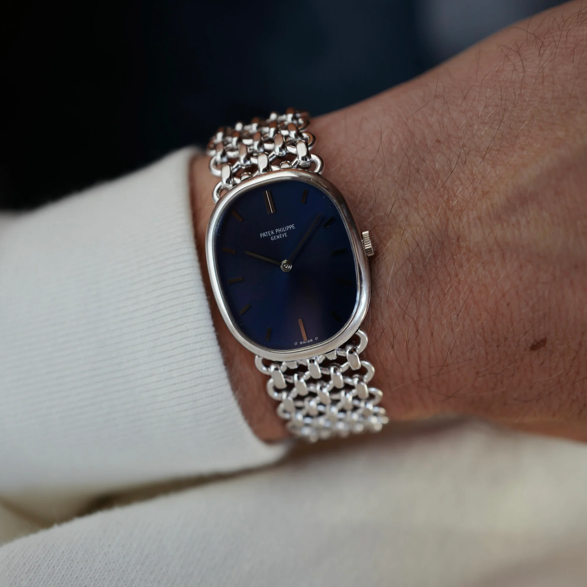 Patek Philippe White Gold Ellipse Ref. 3848 with JPE Chain Link Bracelet (New Arrival)
