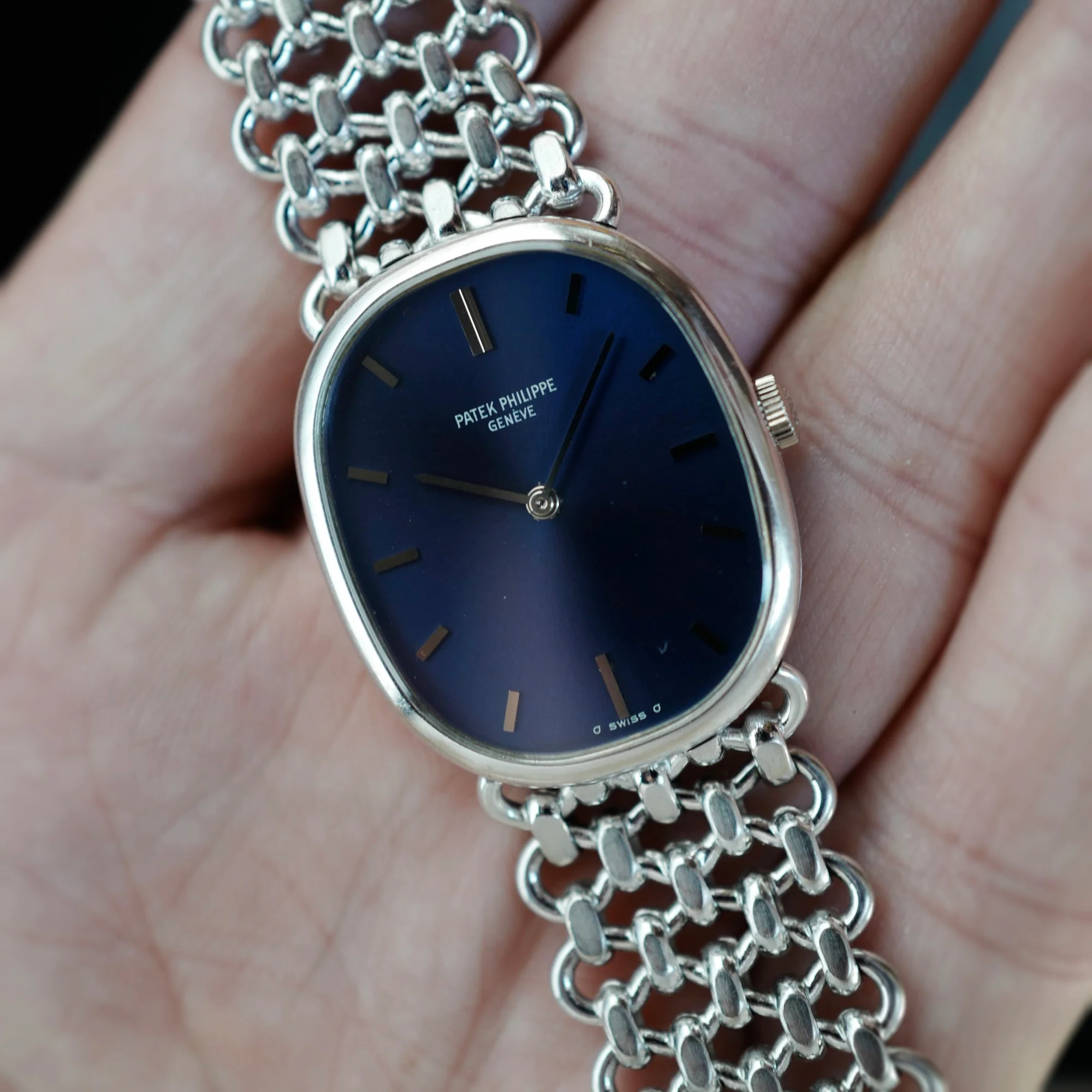 Patek Philippe White Gold Ellipse Ref. 3848 with JPE Chain Link Bracelet (New Arrival) - Image 2