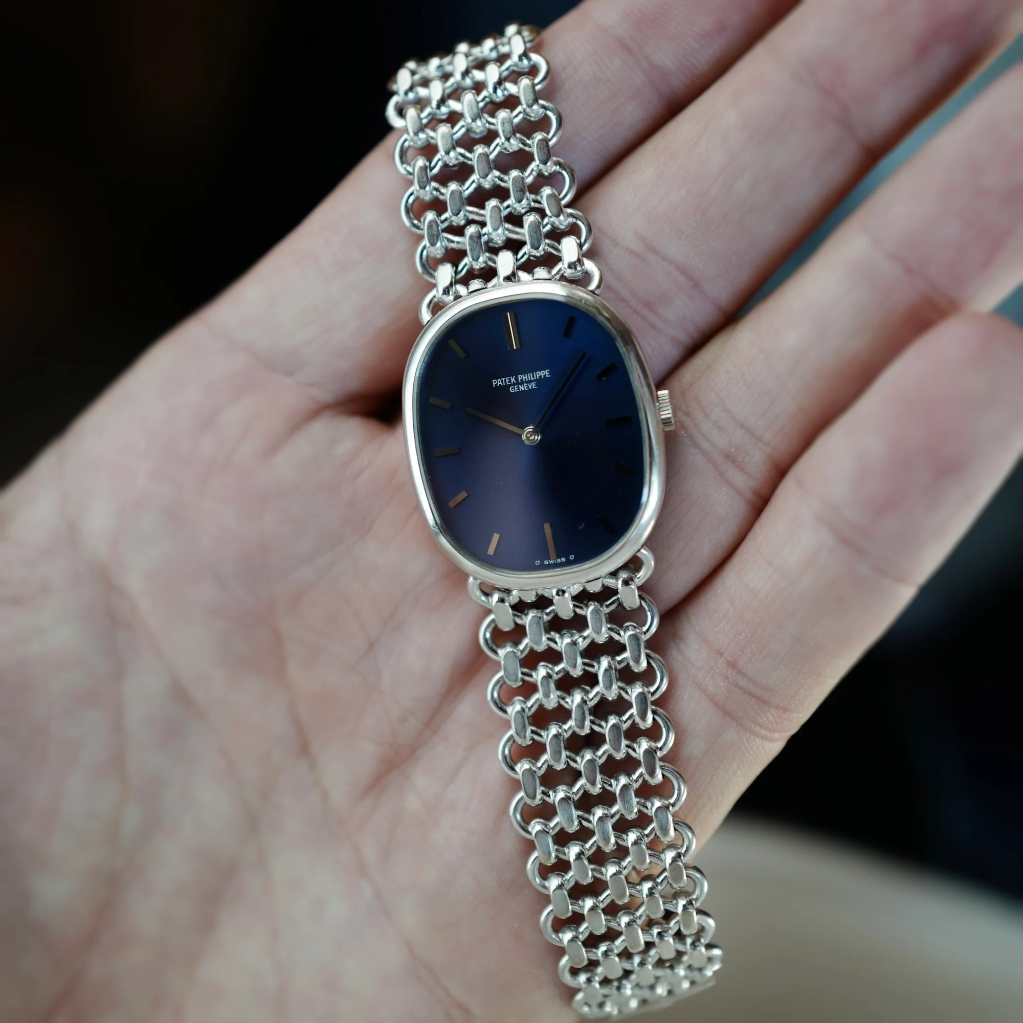 Patek Philippe White Gold Ellipse Ref. 3848 with JPE Chain Link Bracelet (New Arrival) - Image 3