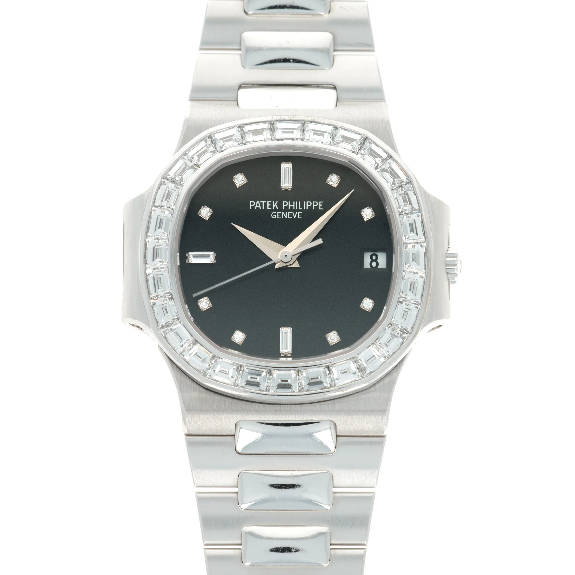 Patek Philippe White Gold Nautilus Baguette Diamond Watch Ref. 3800