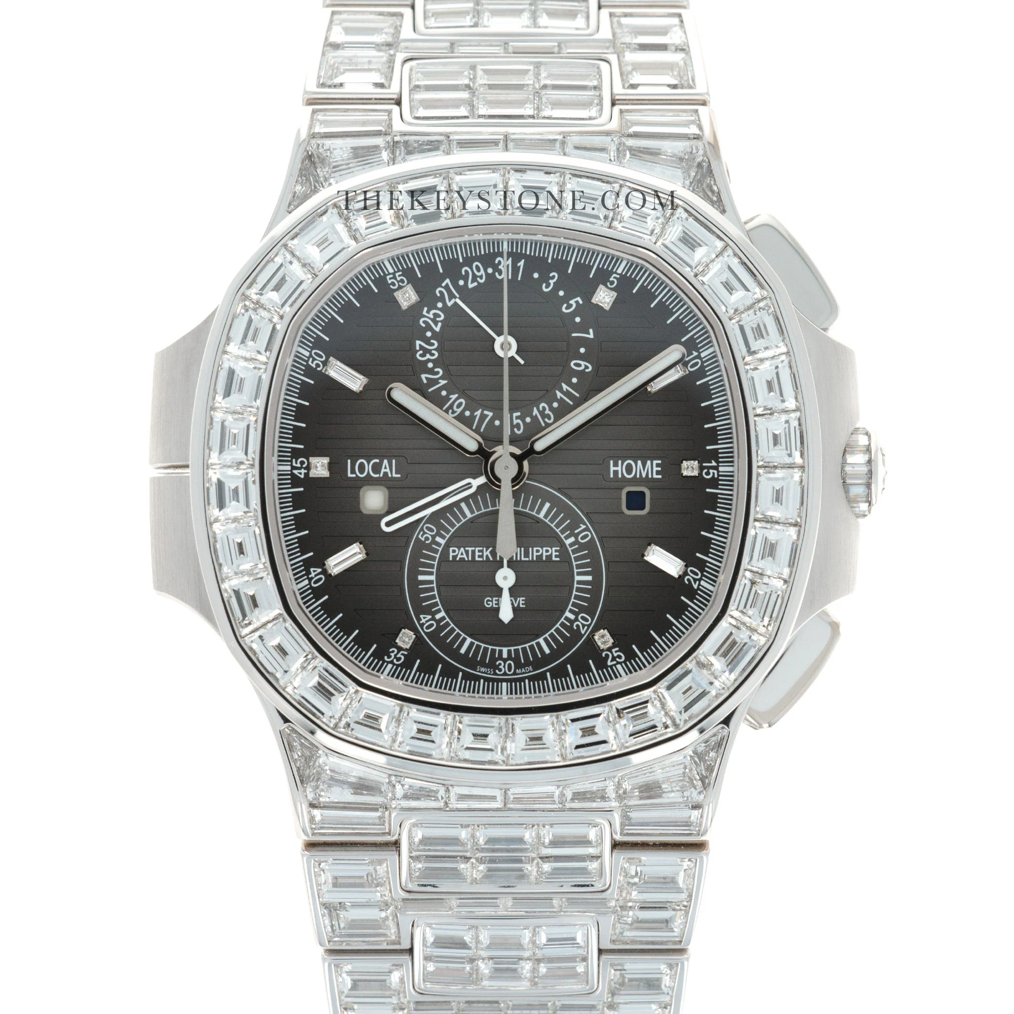 Patek Philippe White Gold Nautilus Baguette Diamond Watch Ref. 5990, Special Edition