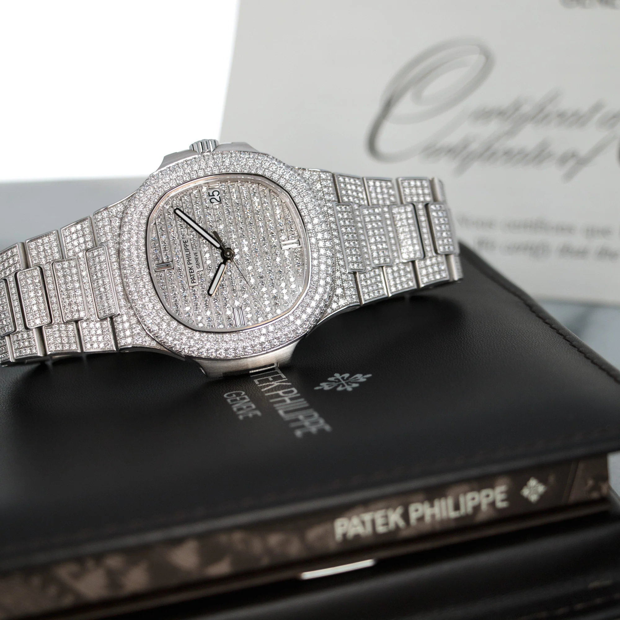 Patek Philippe White Gold Nautilus Diamond Watch Ref. 5719 - Image 6