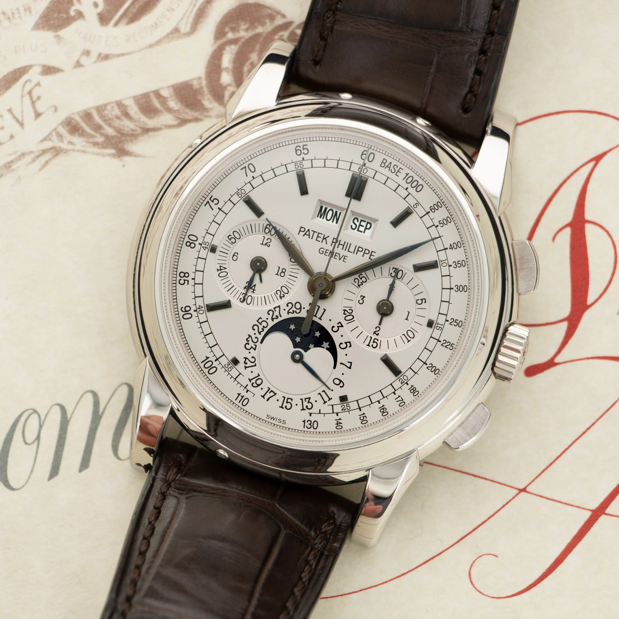 Patek Philippe White Gold Perpetual Calendar Chrono Watch Ref. 5970 - Image 2