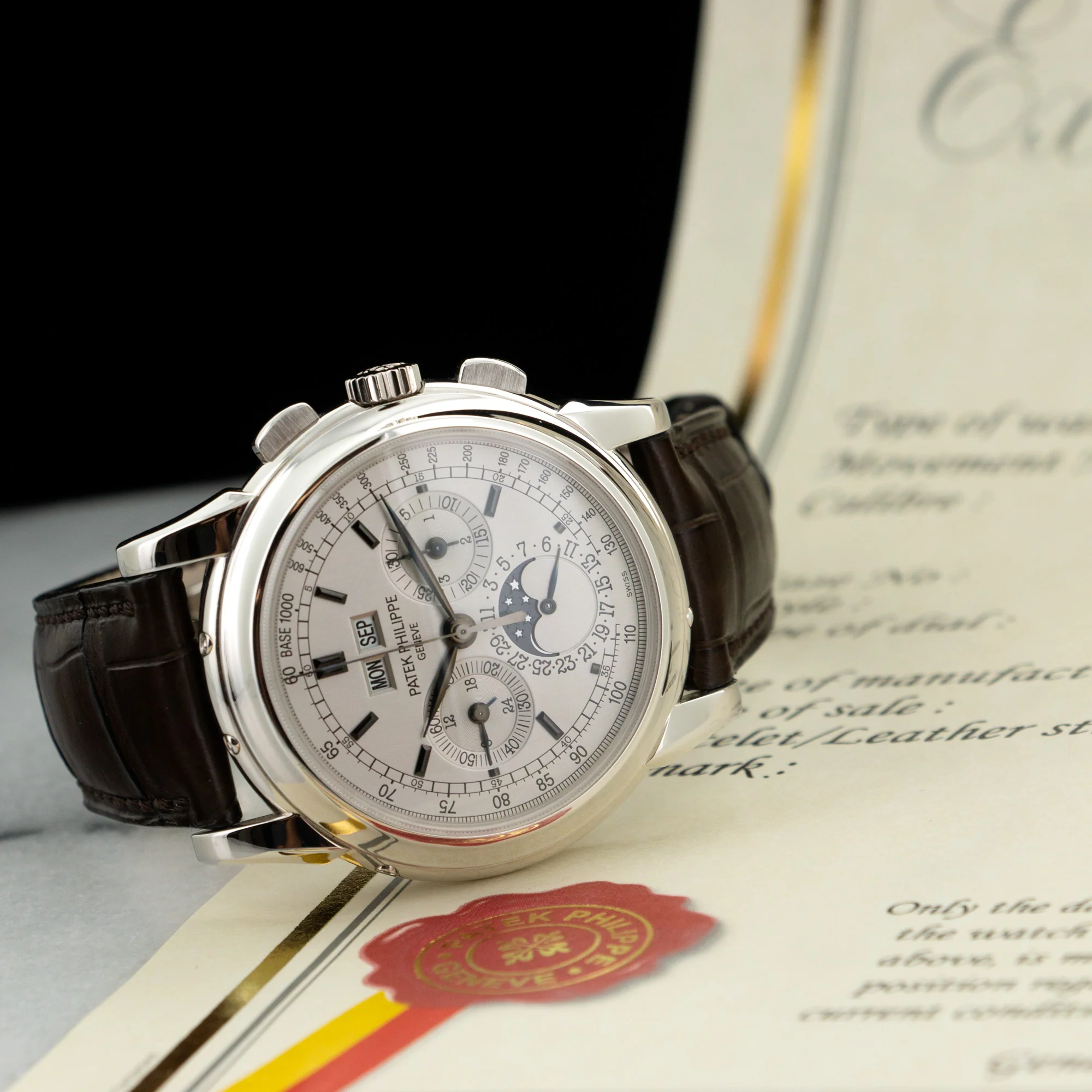 Patek Philippe White Gold Perpetual Calendar Chrono Watch Ref. 5970 - Image 6