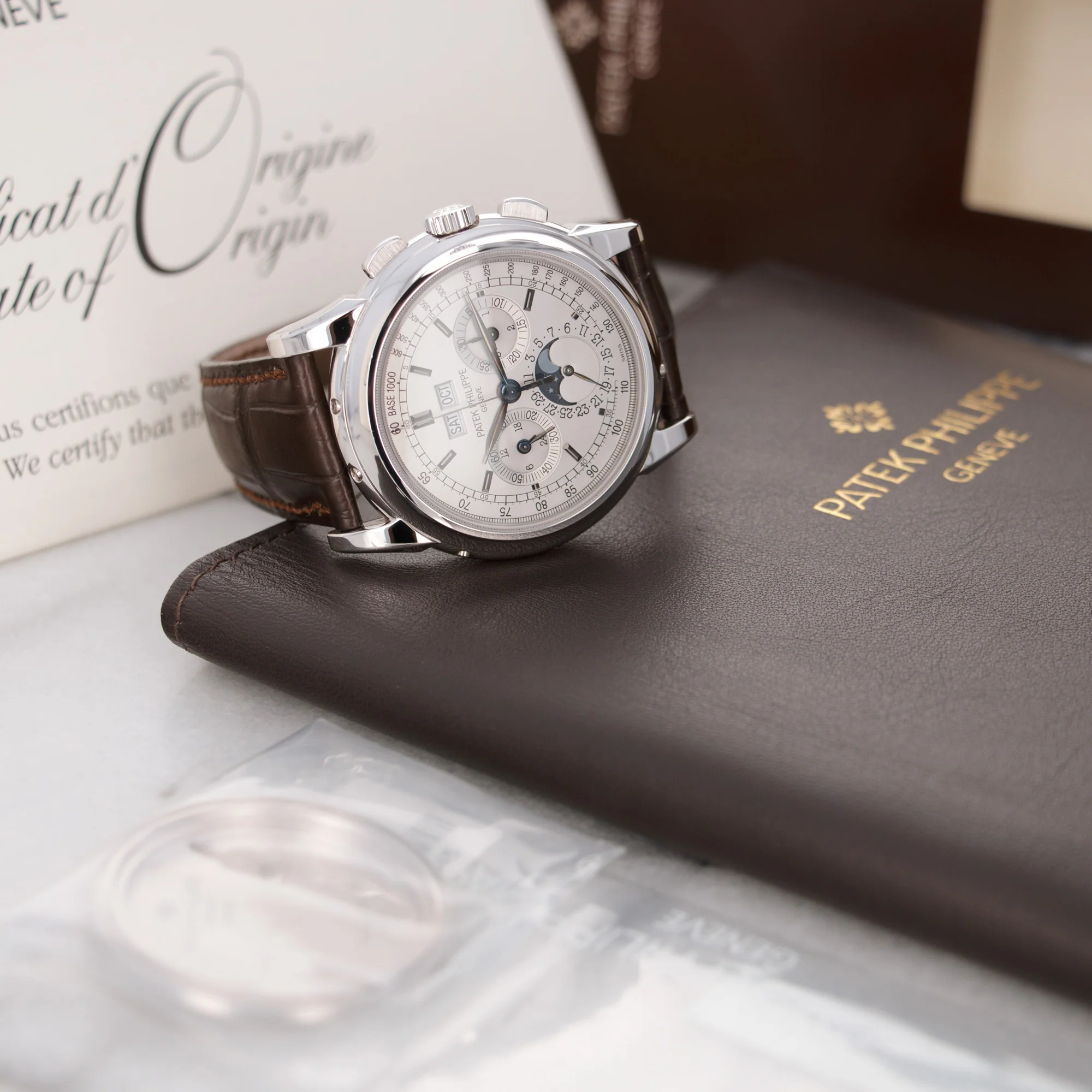 Patek Philippe White Gold Perpetual Calendar Chrono Watch Ref. 5970 - Image 6