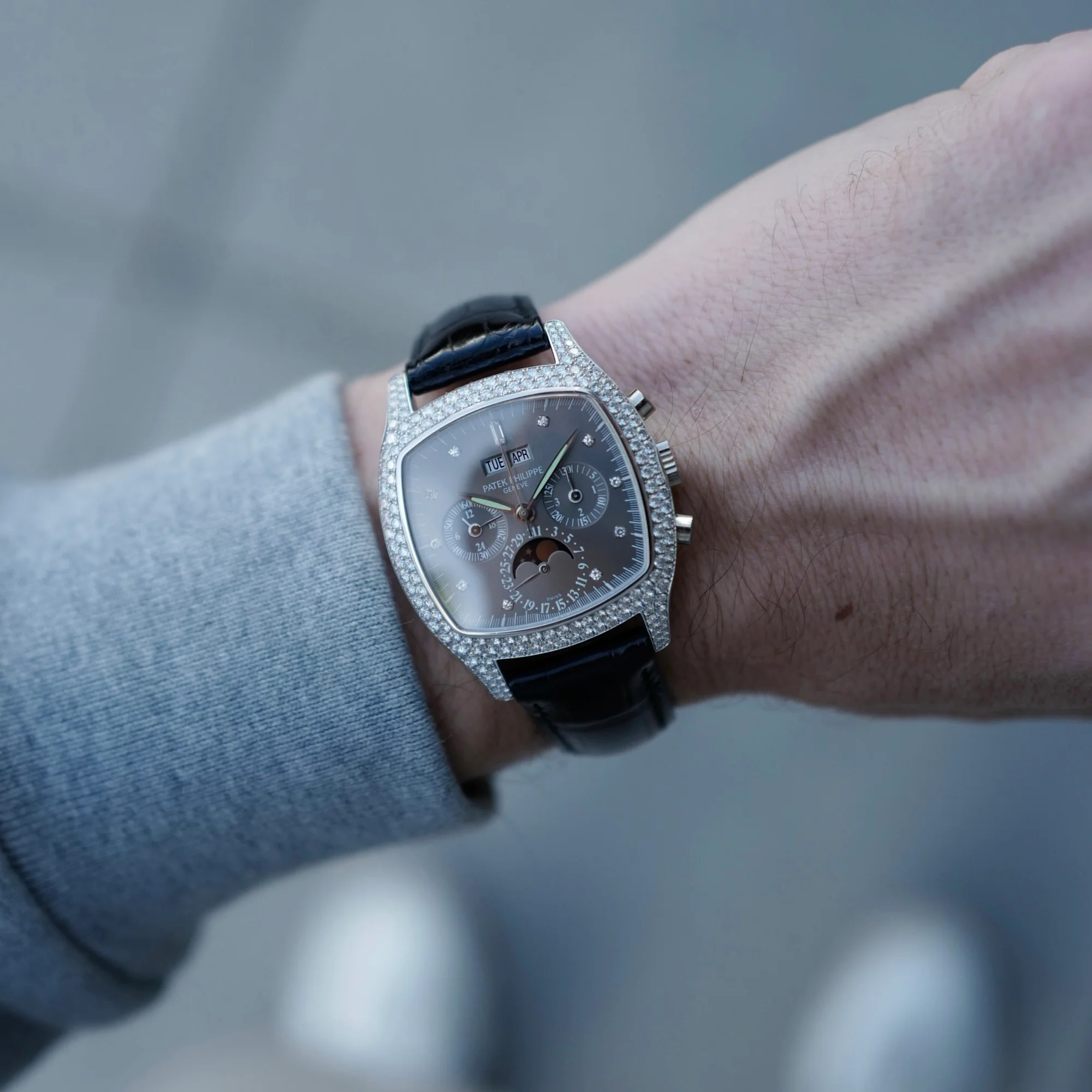 Patek Philippe White Gold Perpetual Calendar Chronograph Diamond Watch Ref. 5021, Likely Unique - Image 3