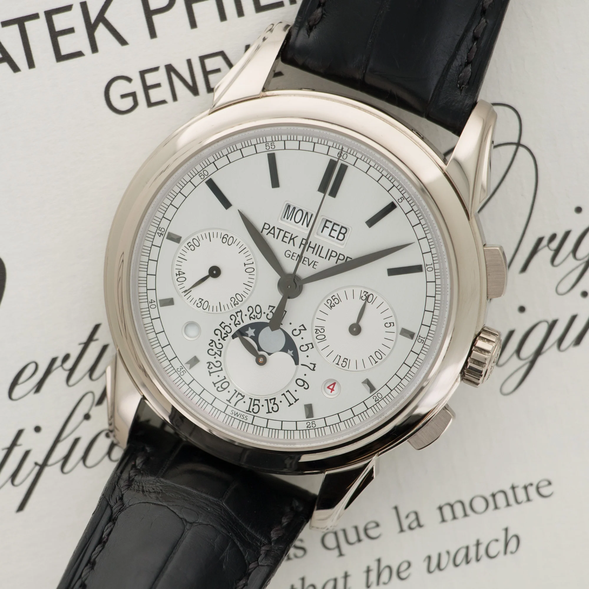 Patek Philippe White Gold Perpetual Calendar Chronograph Watch Ref. 5270 - Image 2