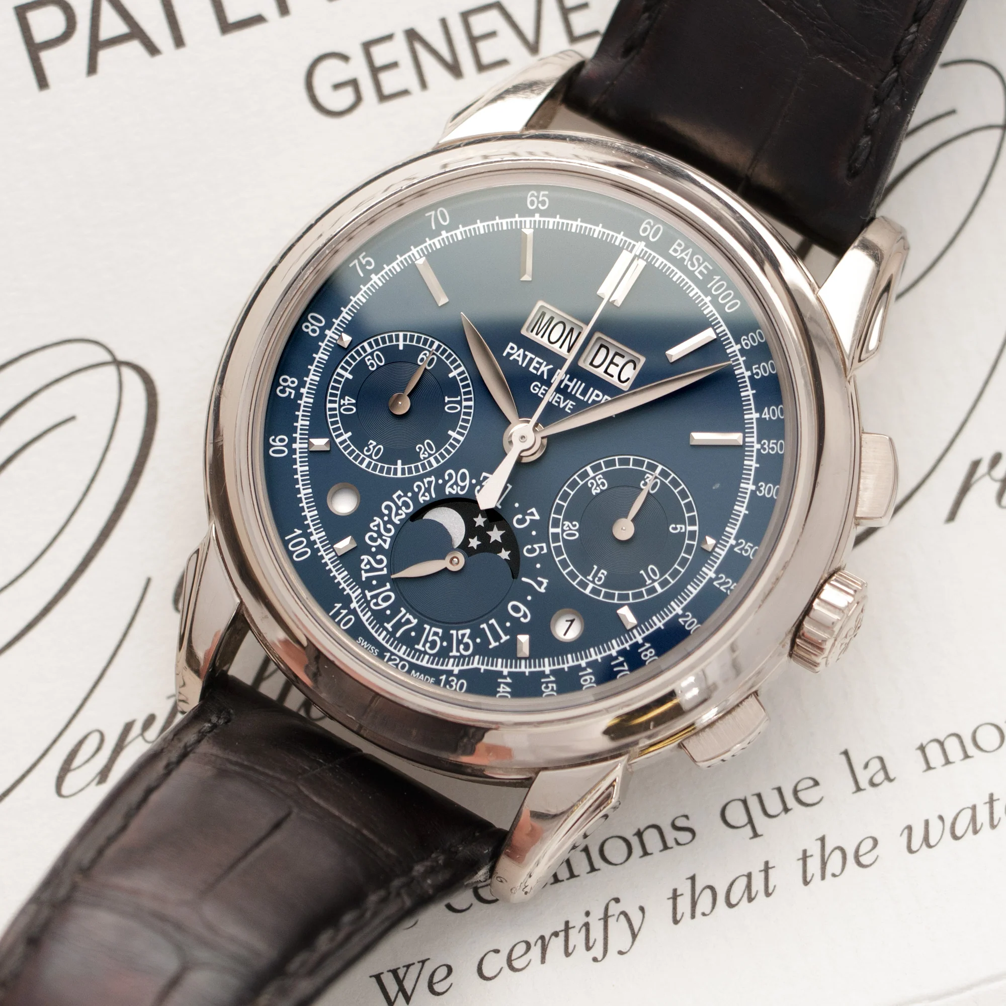 Patek Philippe White Gold Perpetual Calendar Chronograph Watch Ref. 5270 - Image 2