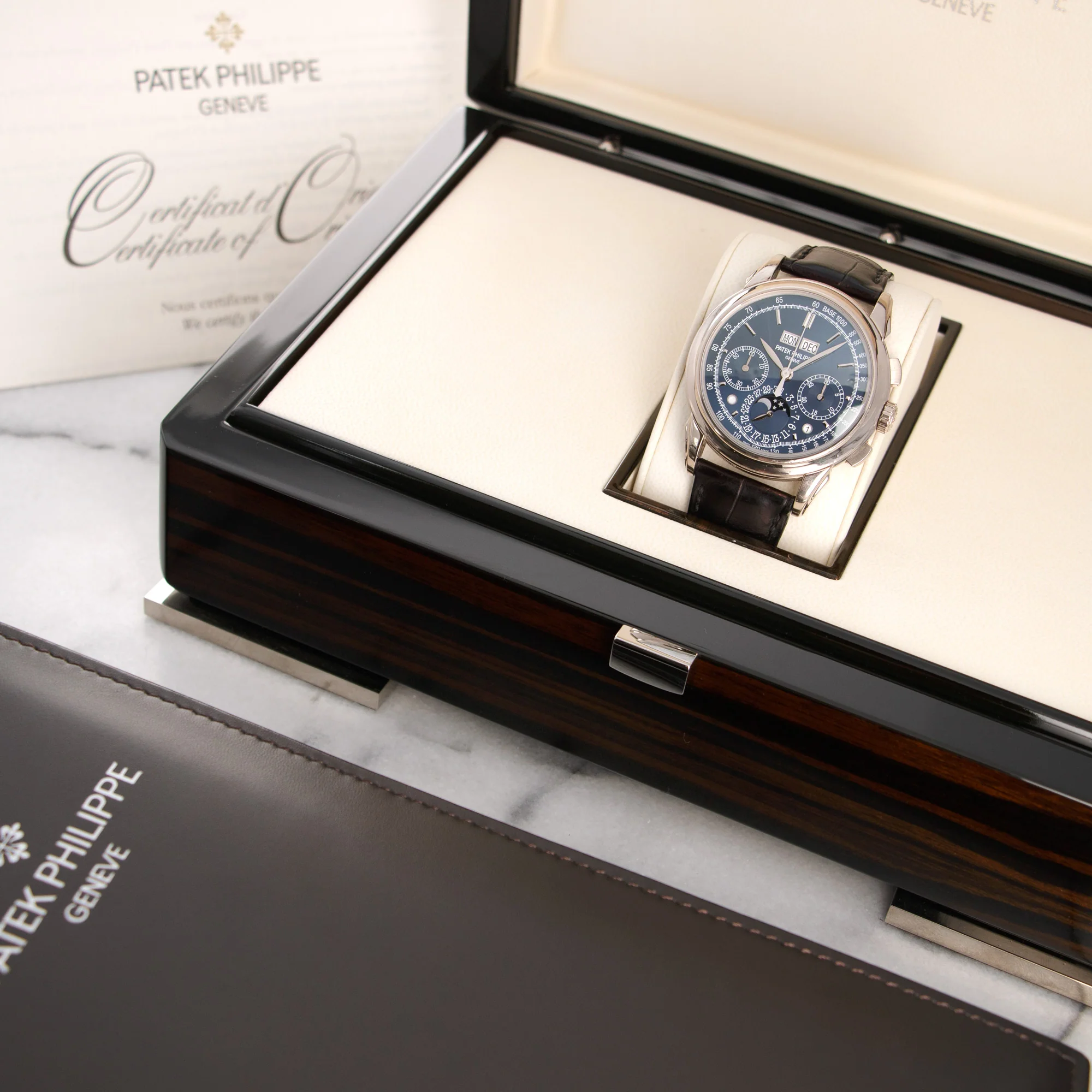 Patek Philippe White Gold Perpetual Calendar Chronograph Watch Ref. 5270 - Image 6