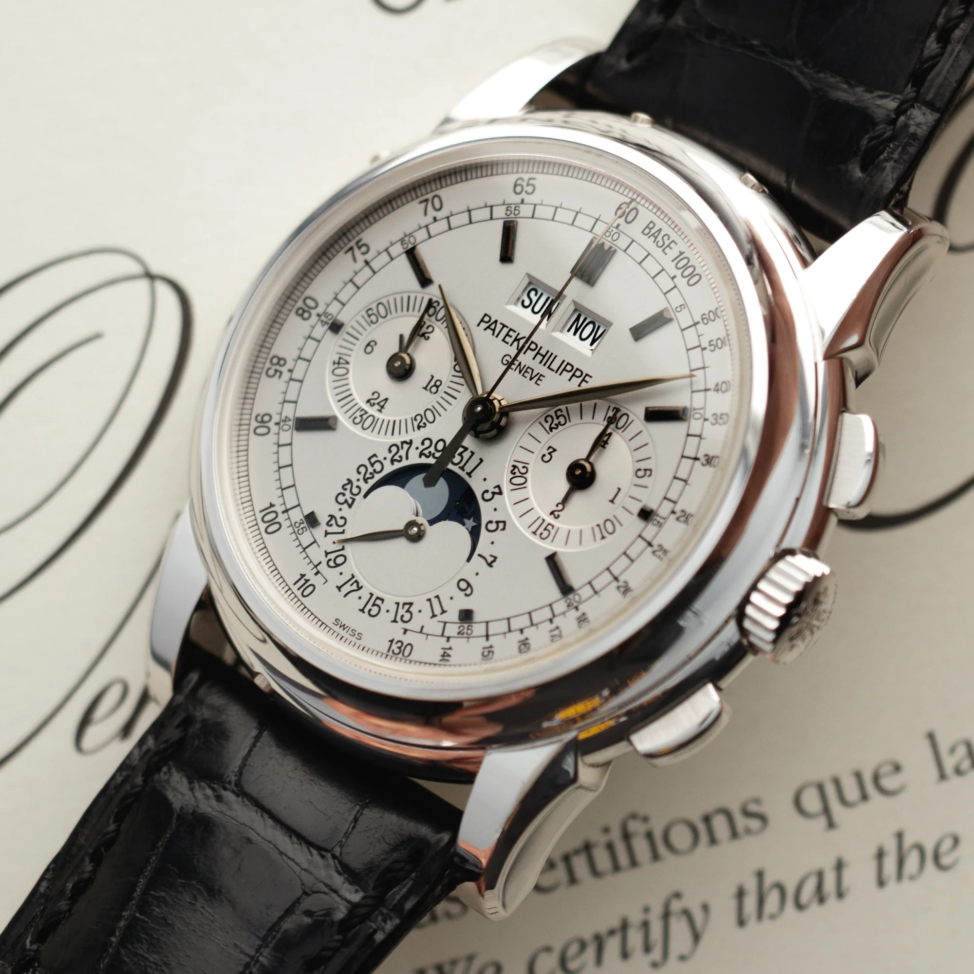 Patek Philippe White Gold Perpetual Calendar Chronograph Watch Ref. 5970 - Image 2