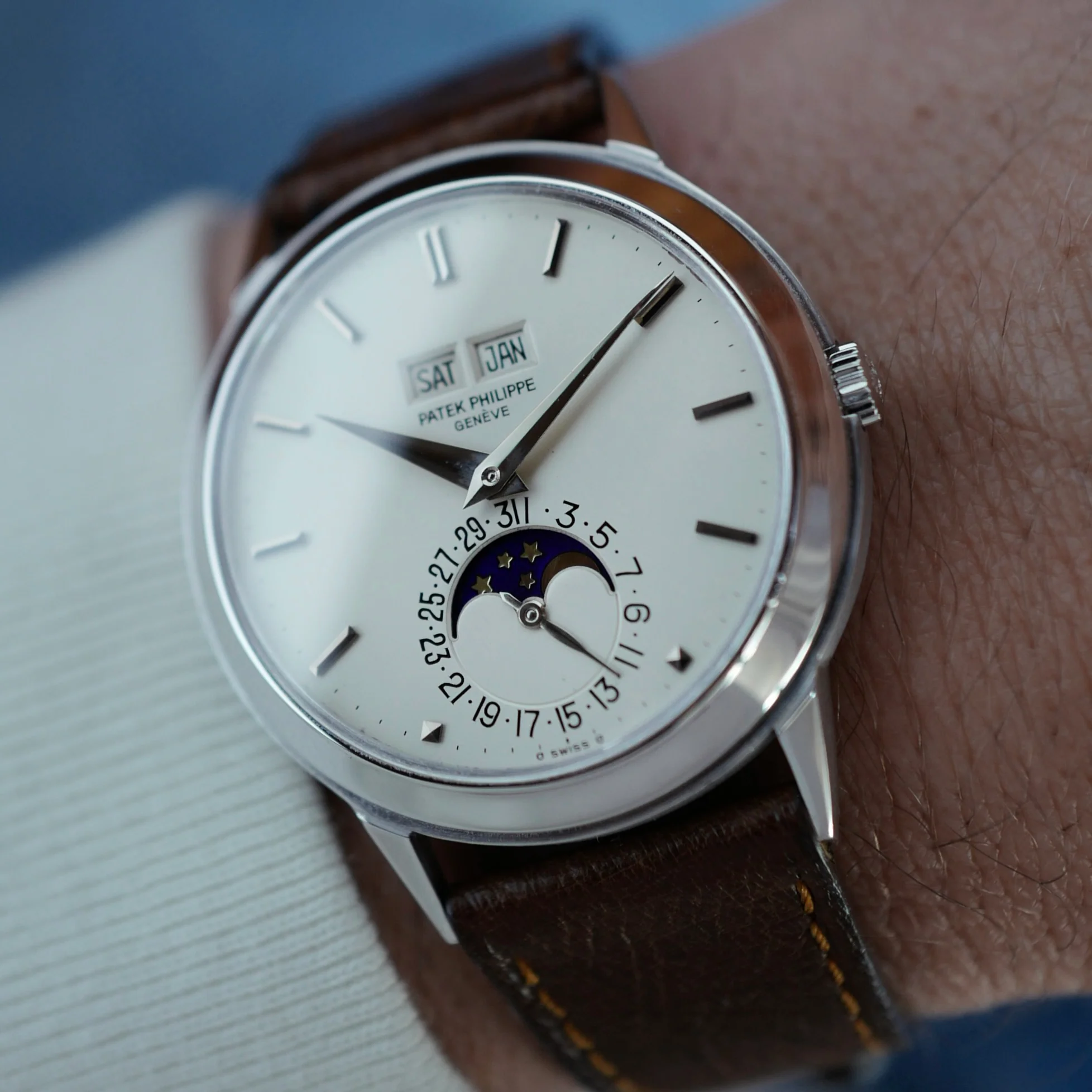 Patek Philippe White Gold Perpetual Calendar Watch Ref. 3448 - Image 5