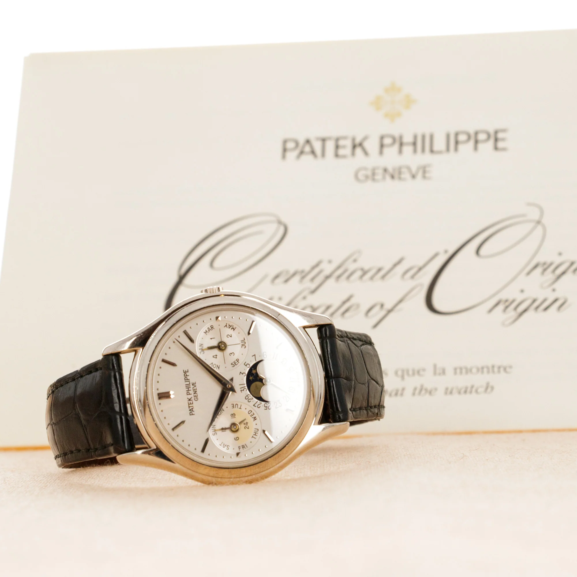 Patek Philippe White Gold Perpetual Calendar Watch Ref. 3940 - Image 5