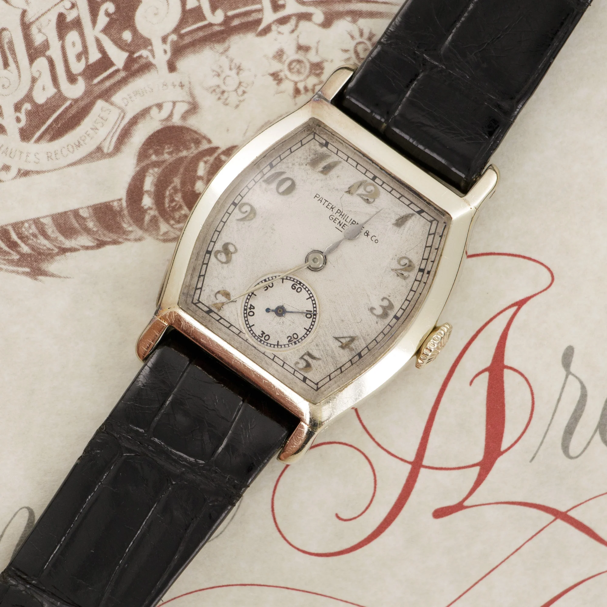 Patek Philippe White Gold Tonneau Watch from 1927 - Image 2