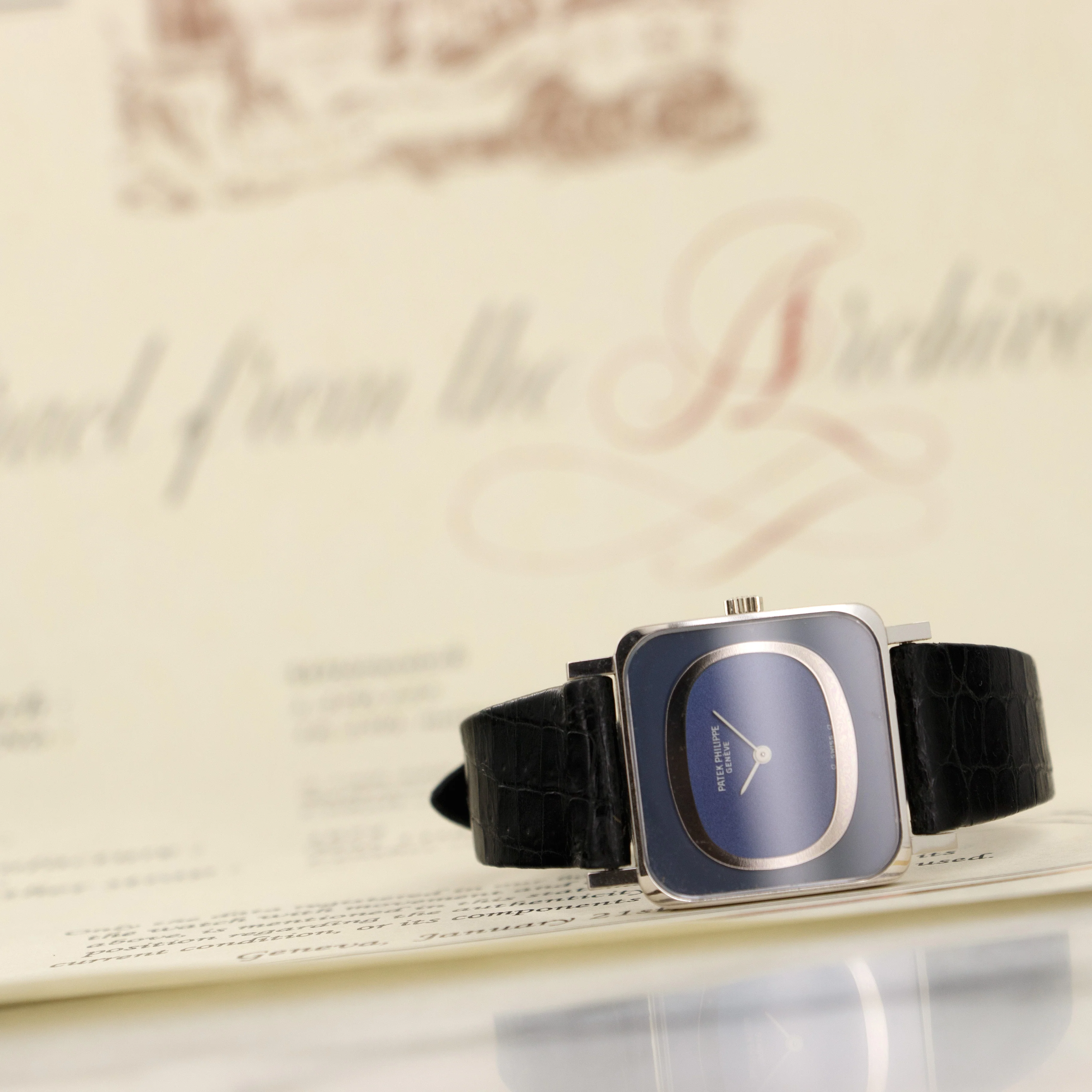 Patek Philippe White Gold Unsual Strap Watch Ref. 4183 - Image 6