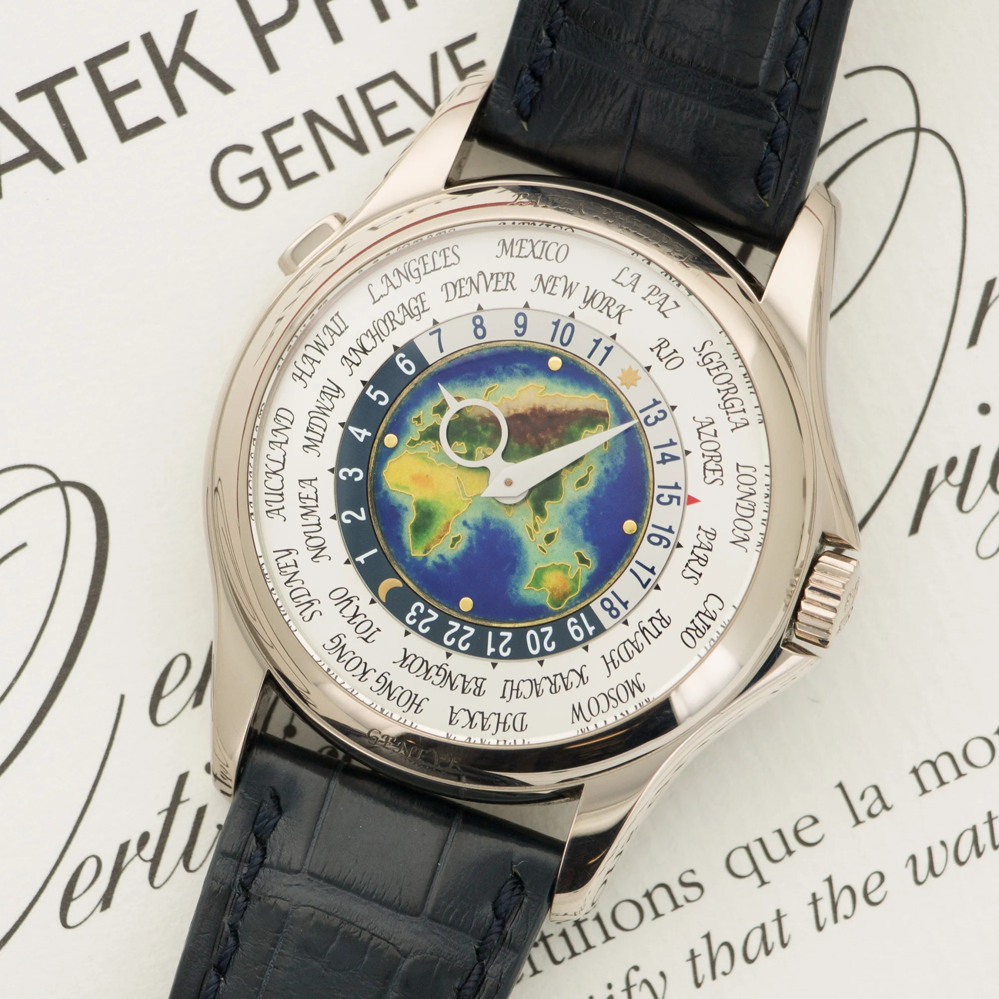 Patek Philippe White Gold World Time Cloisonne Watch Ref. 5131 - Image 2