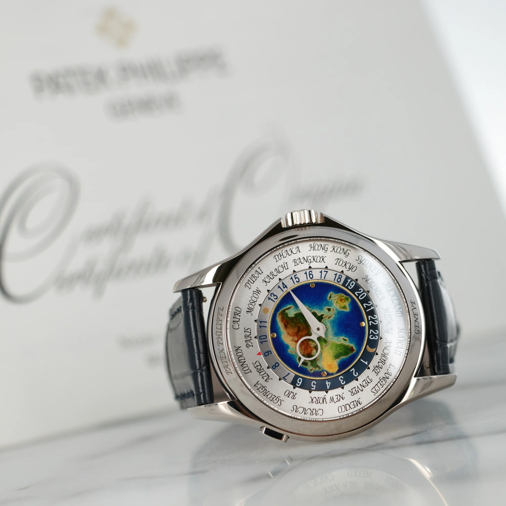 Patek Philippe White Gold World Time Cloisonne Watch Ref. 5131 - Image 5