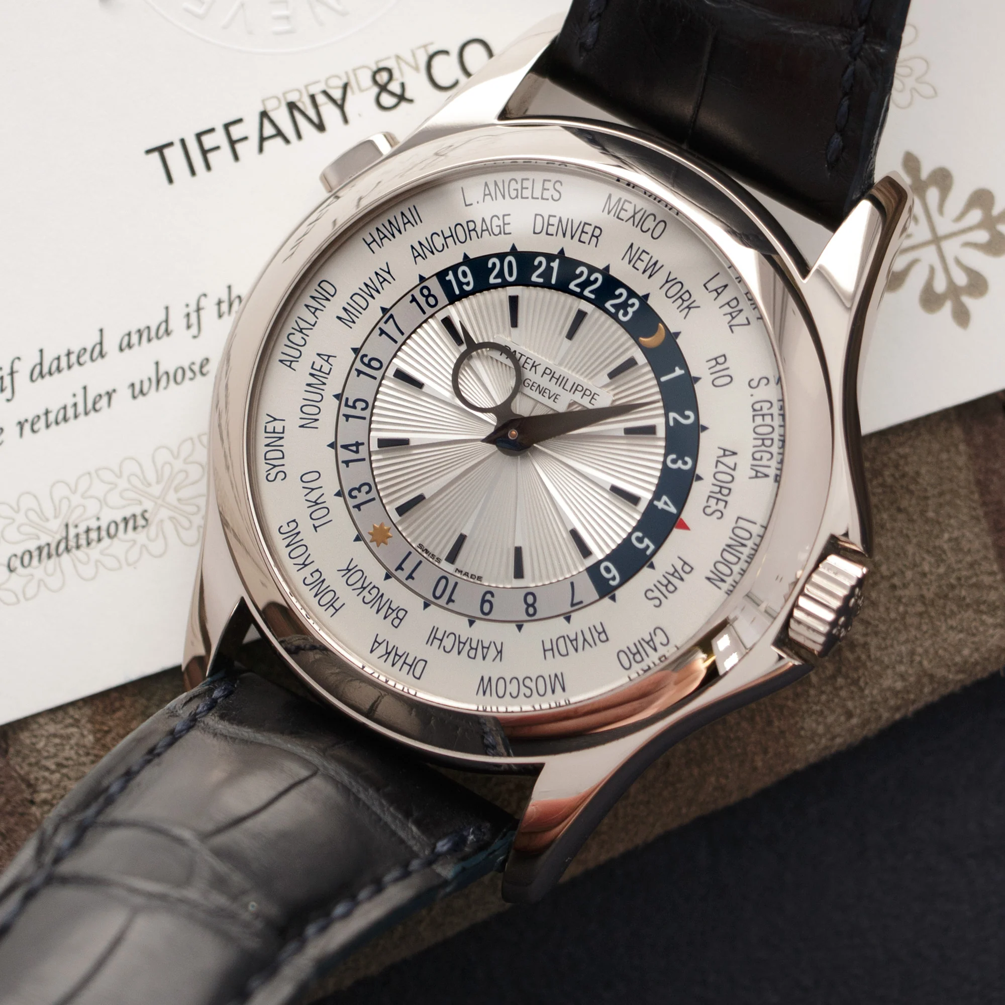 Patek Philippe White Gold World Time Watch Ref. 5130, Retailed by Tiffany & Co. - Image 2