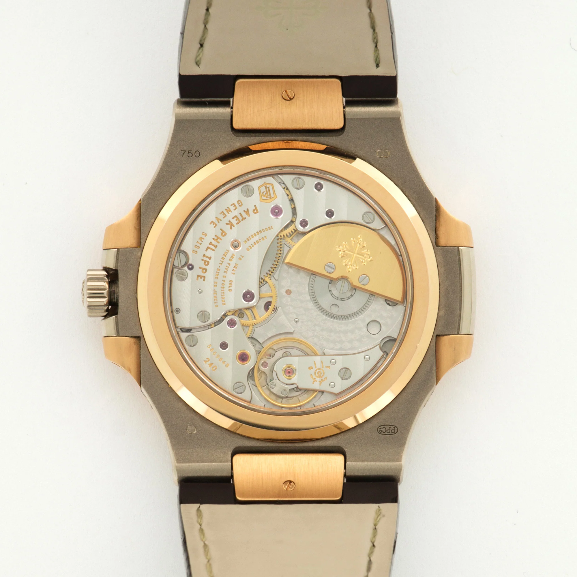 Patek Philippe White & Rose Gold Nautilus Moonphase Watch Ref. 5712GR - Image 4