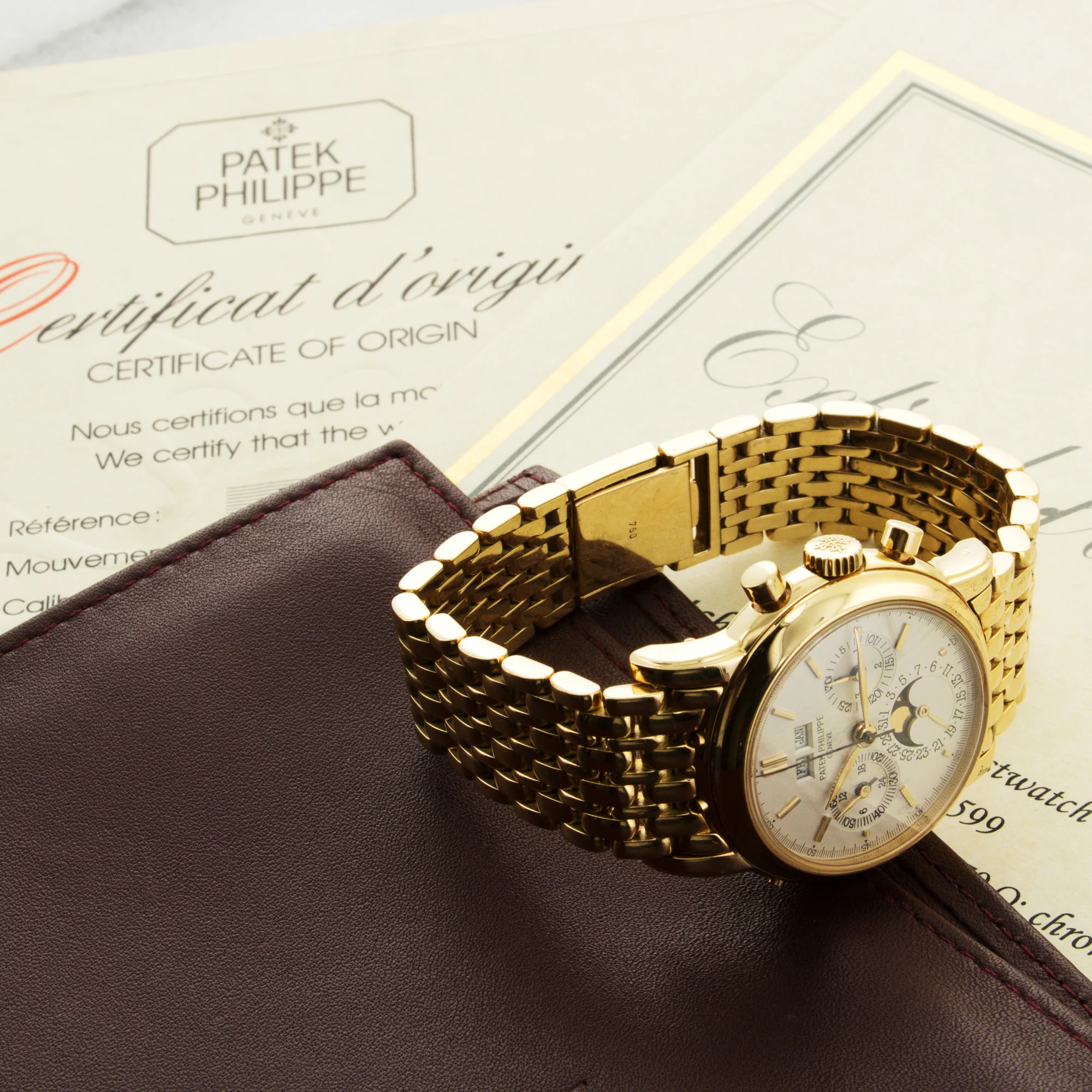 Patek Philippe Yellow Gold 2nd Series Perpetual Calendar Chrono Watch Ref. 3970 - Image 6