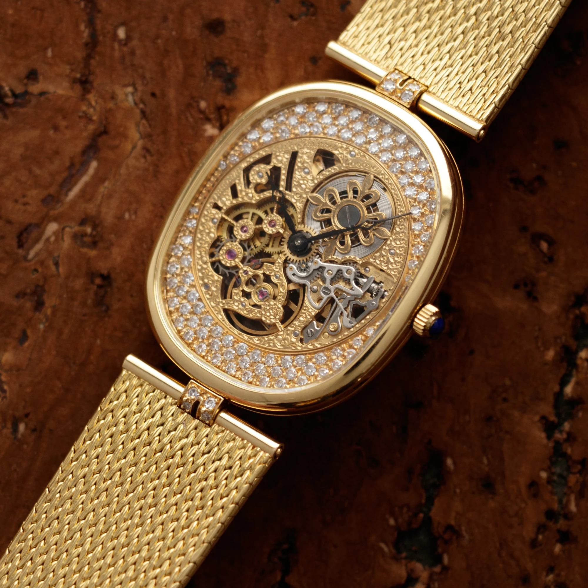 Patek Philippe Yellow Gold and Diamond Skeleton Watch Ref. 3881 - Image 2