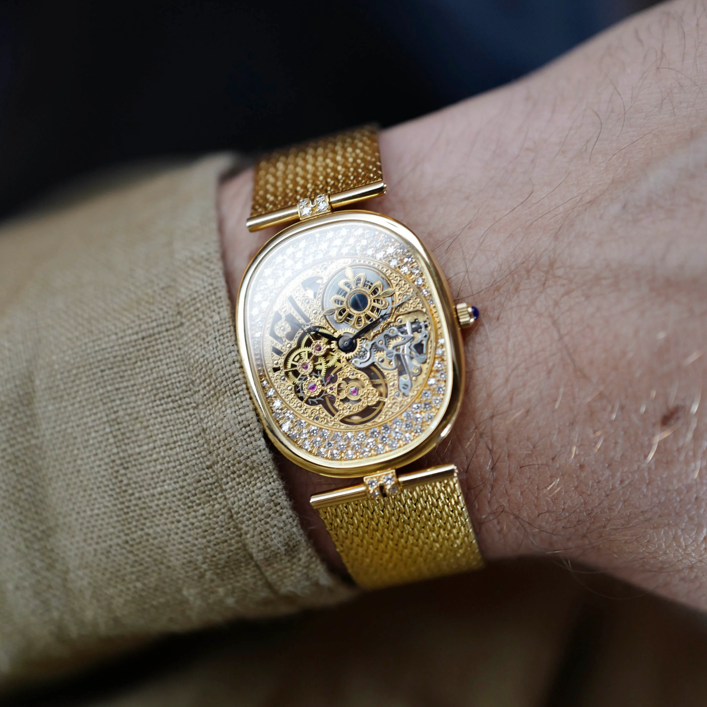 Patek Philippe Yellow Gold and Diamond Skeleton Watch Ref. 3881 - Image 4