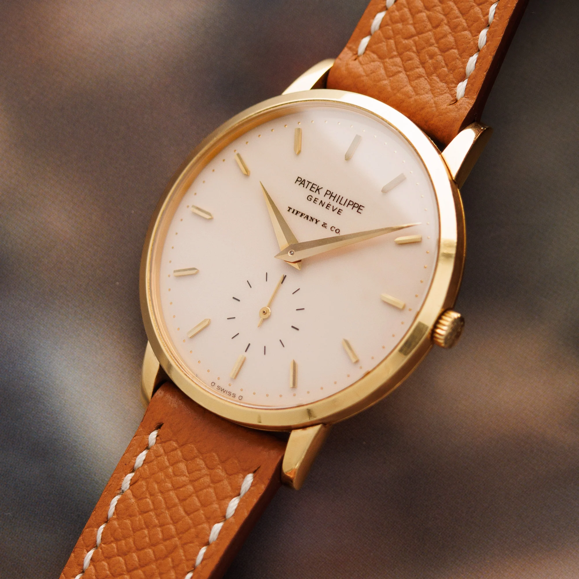 Patek Philippe Yellow Gold Calatrava ref 3893 with Cream Tiffany & Co. Dial - Image 2
