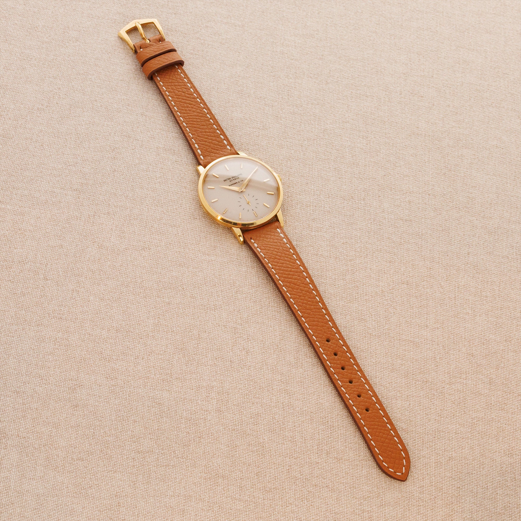 Patek Philippe Yellow Gold Calatrava ref 3893 with Cream Tiffany & Co. Dial - Image 4