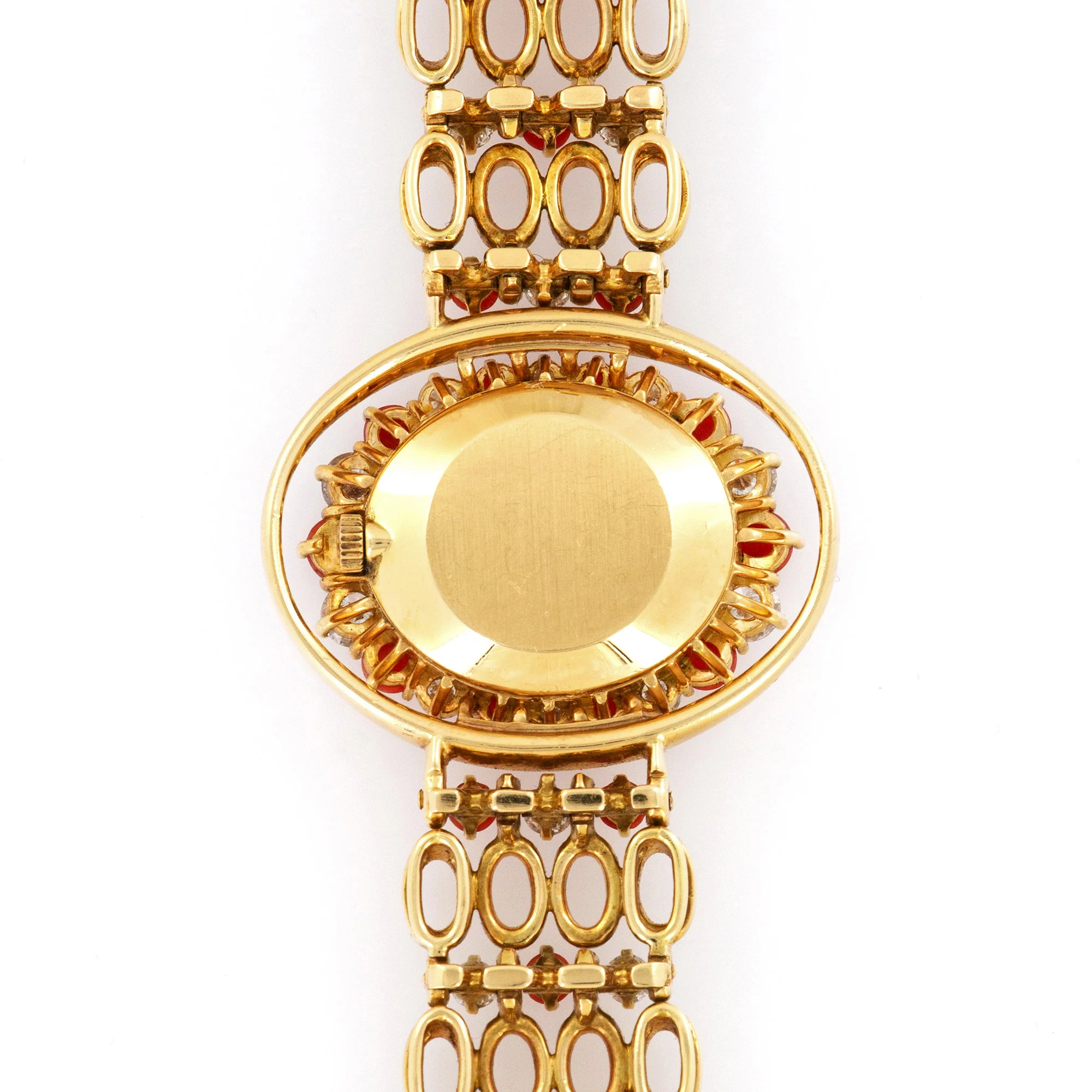 Patek Philippe Yellow Gold Diamond Coral Bracelet Watch Ref. 4195/1 - Image 4