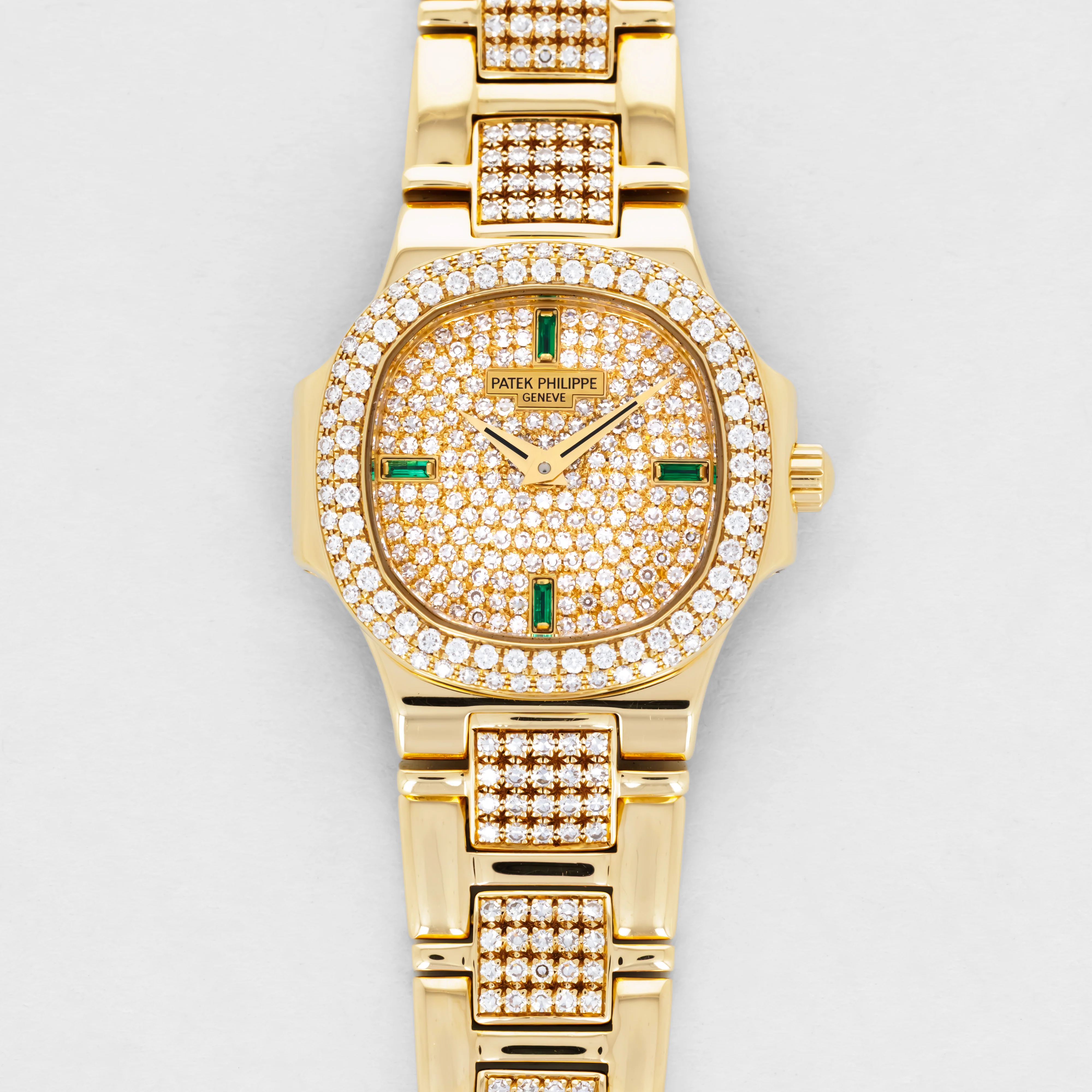 Patek Philippe Yellow Gold Diamond Nautilus Ref. 4700 with Emerald Markers