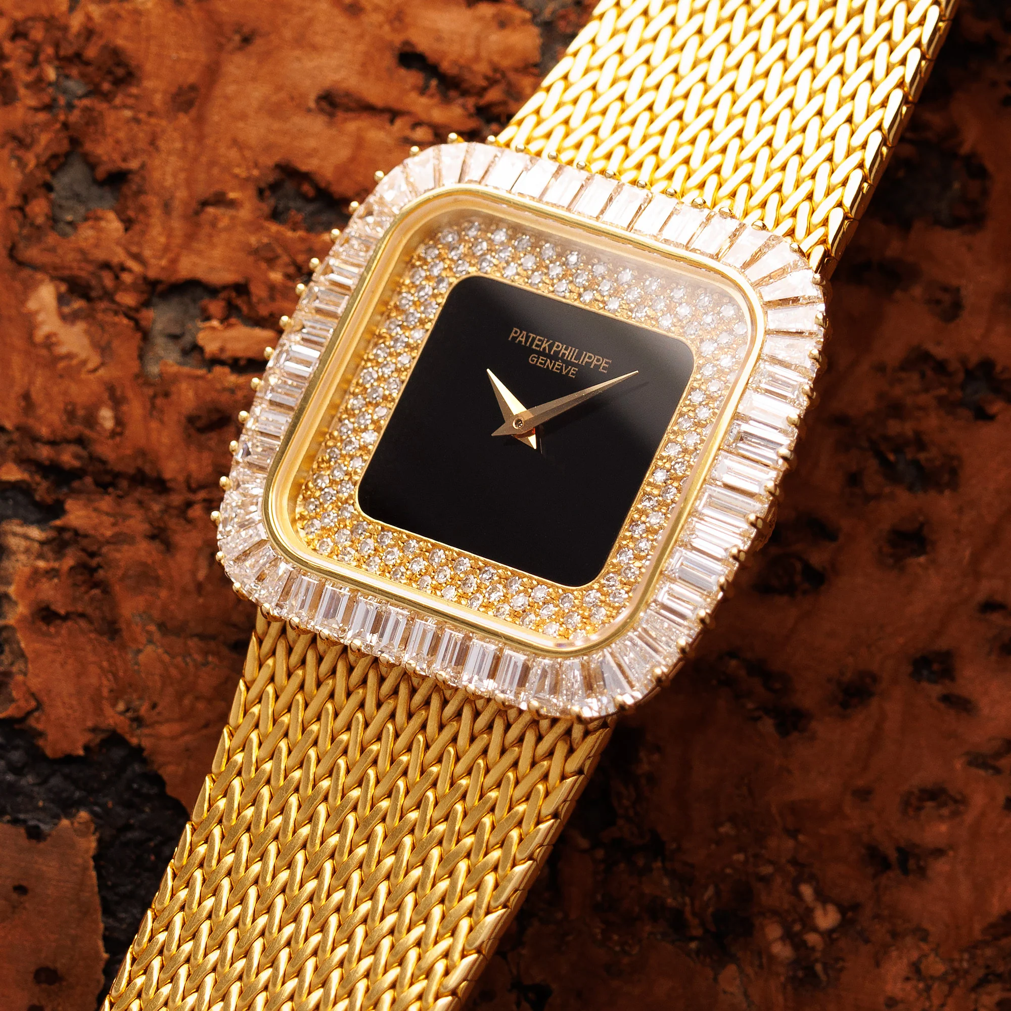 Patek Philippe Yellow Gold Diamond Onyx Watch Ref. 3625 - Image 2
