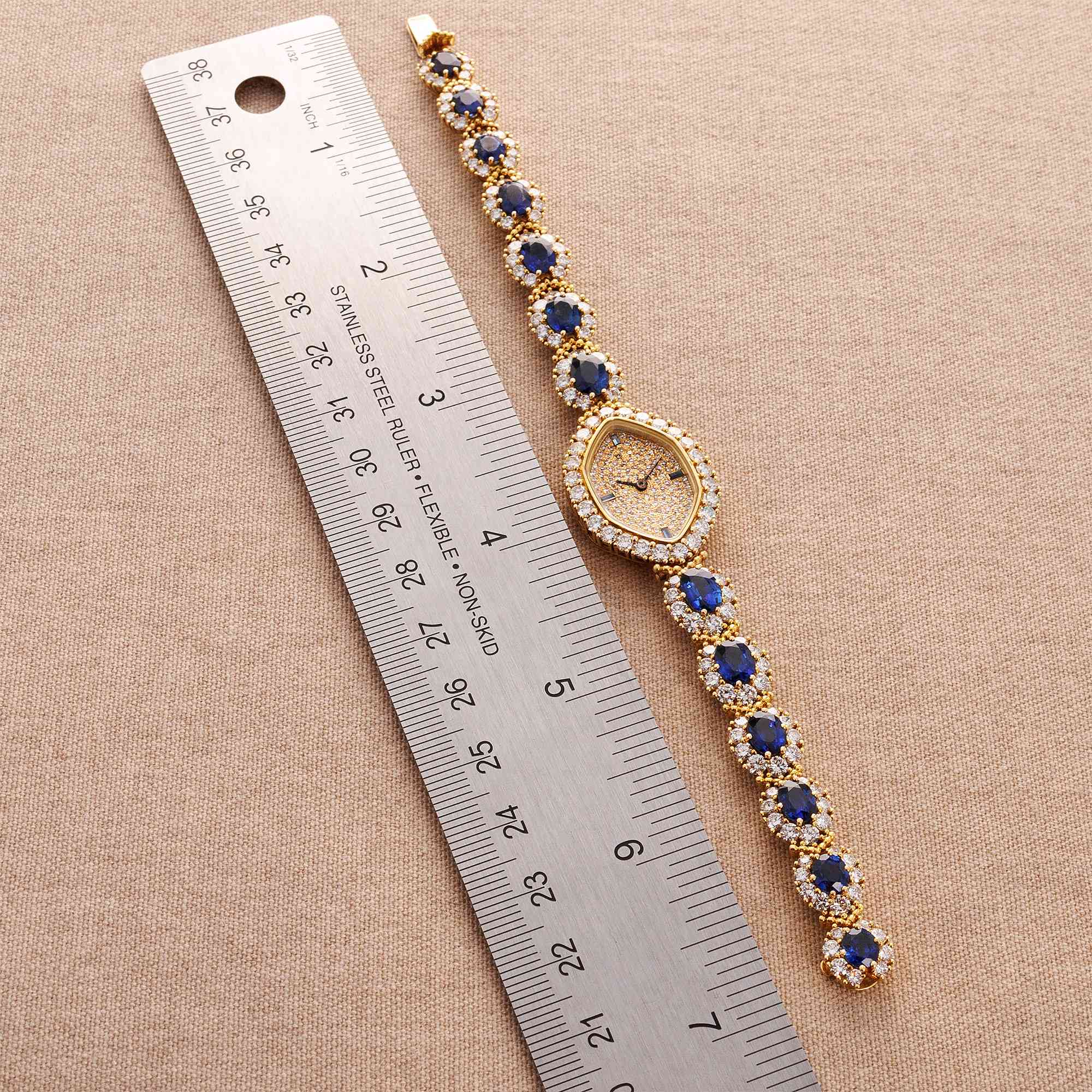 Patek Philippe Yellow Gold Diamond & Sapphire Watch Ref. 4665 - Image 3