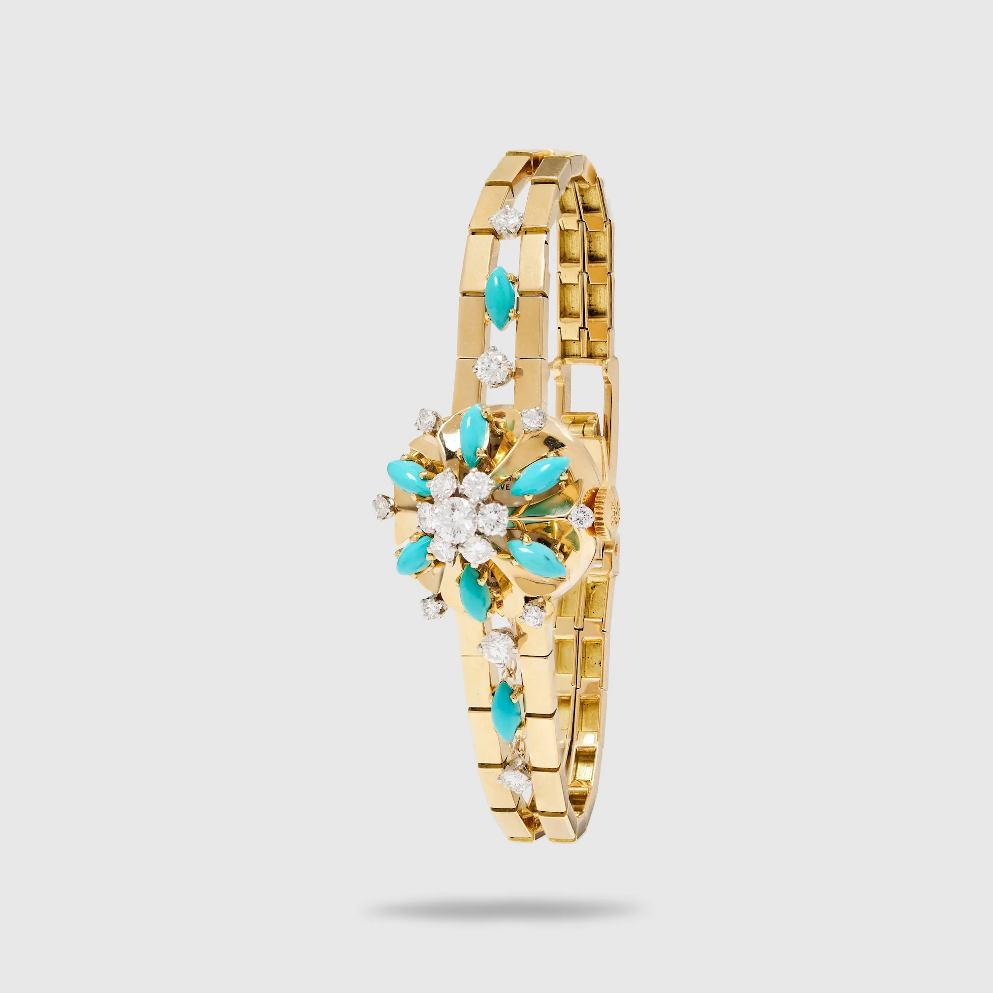 Patek Philippe Yellow Gold Diamond & Turquoise Cover Watch Ref. 3006 with Archives - Image 2