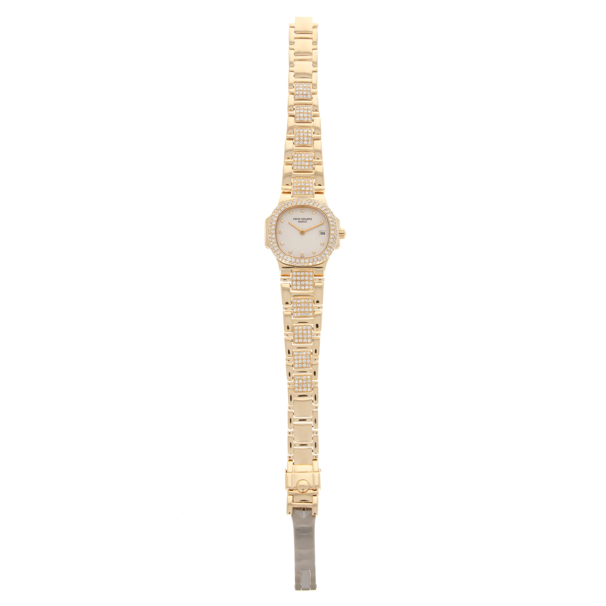 Patek Philippe Yellow Gold Nautilus Diamond Watch with Original Box and Papers - Image 3