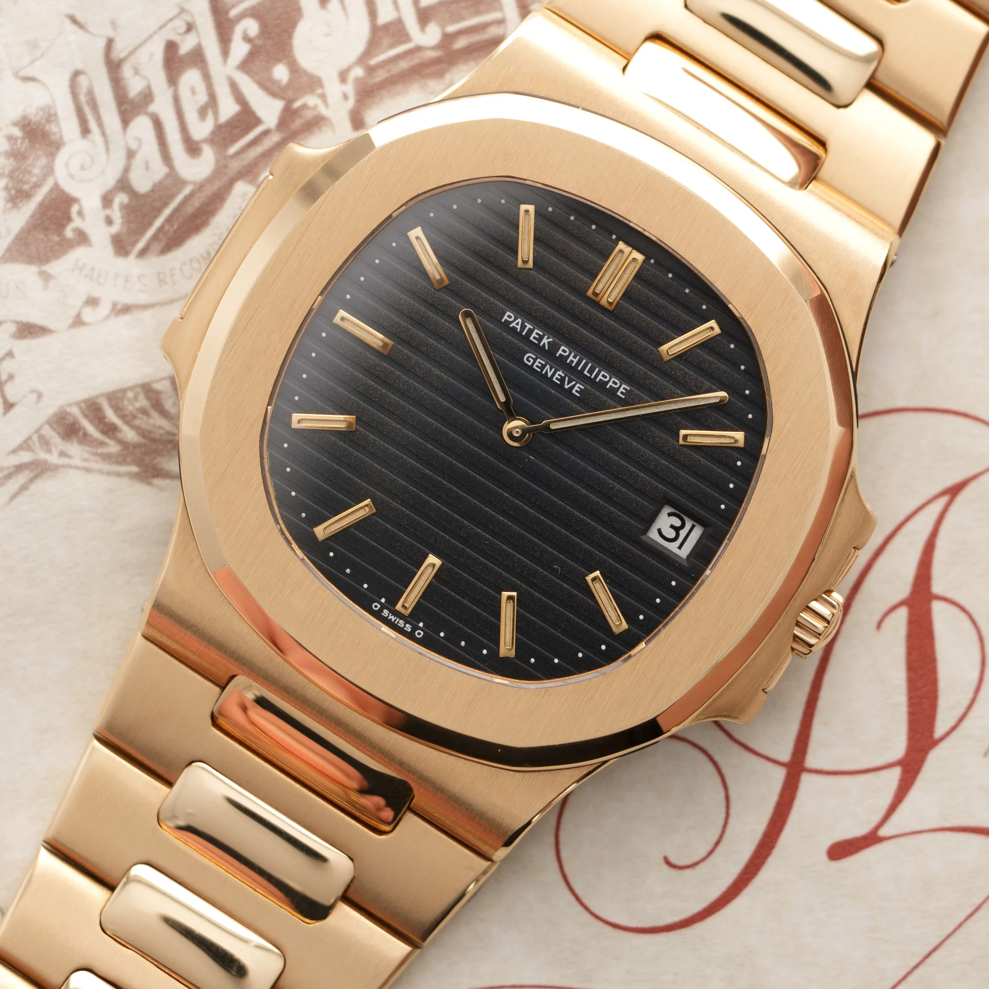 Patek Philippe Yellow Gold Nautilus Jumbo Watch Ref. 3700 - Image 2