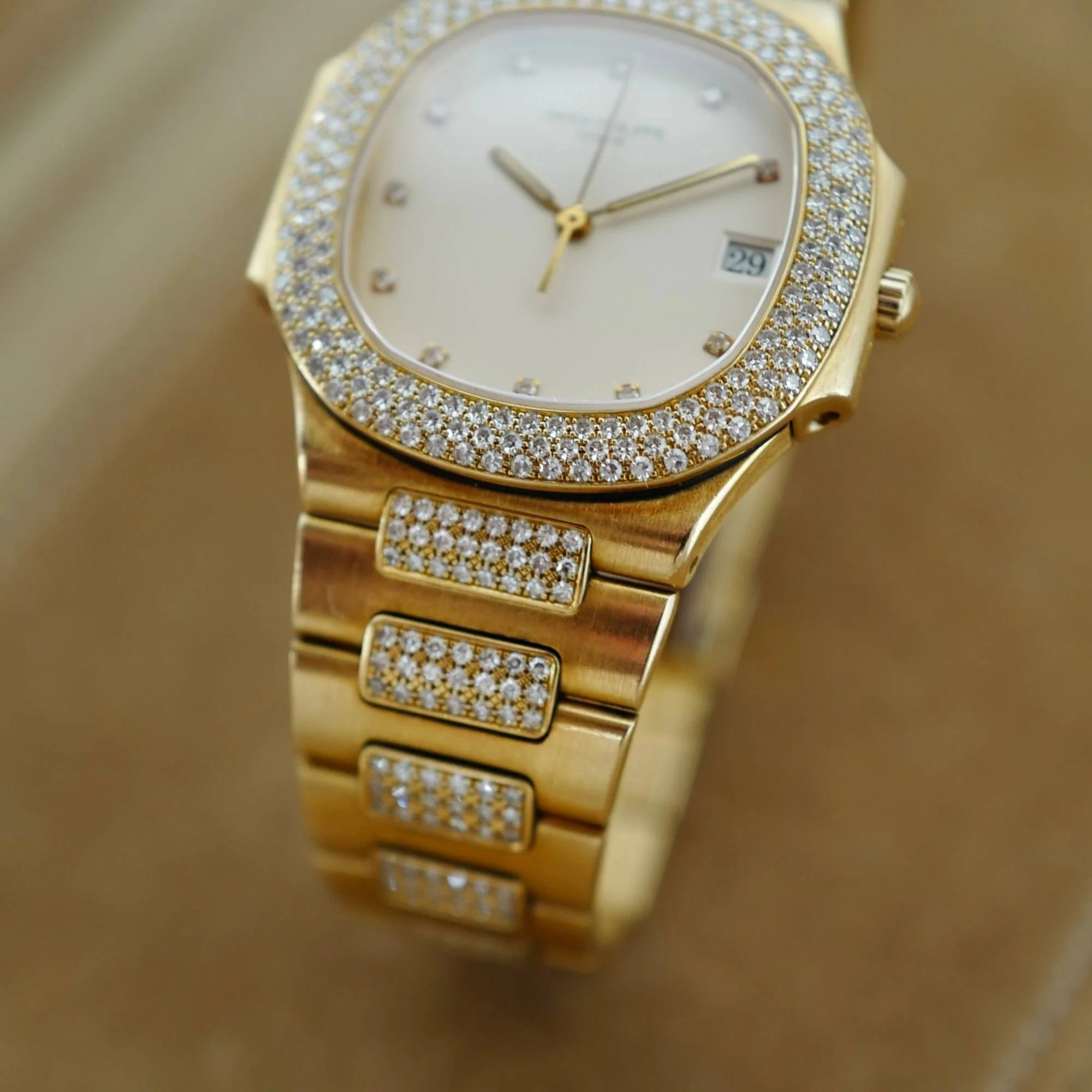 Patek Philippe Yellow Gold Nautilus Original Diamonds Watch Ref. 3900 - Image 4