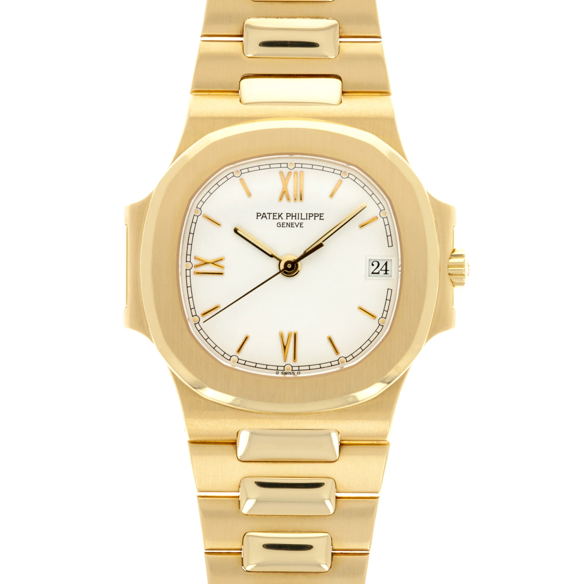 Patek Philippe Yellow Gold Nautilus Watch Ref. 3800 with Rare White Roman Numerals Dial