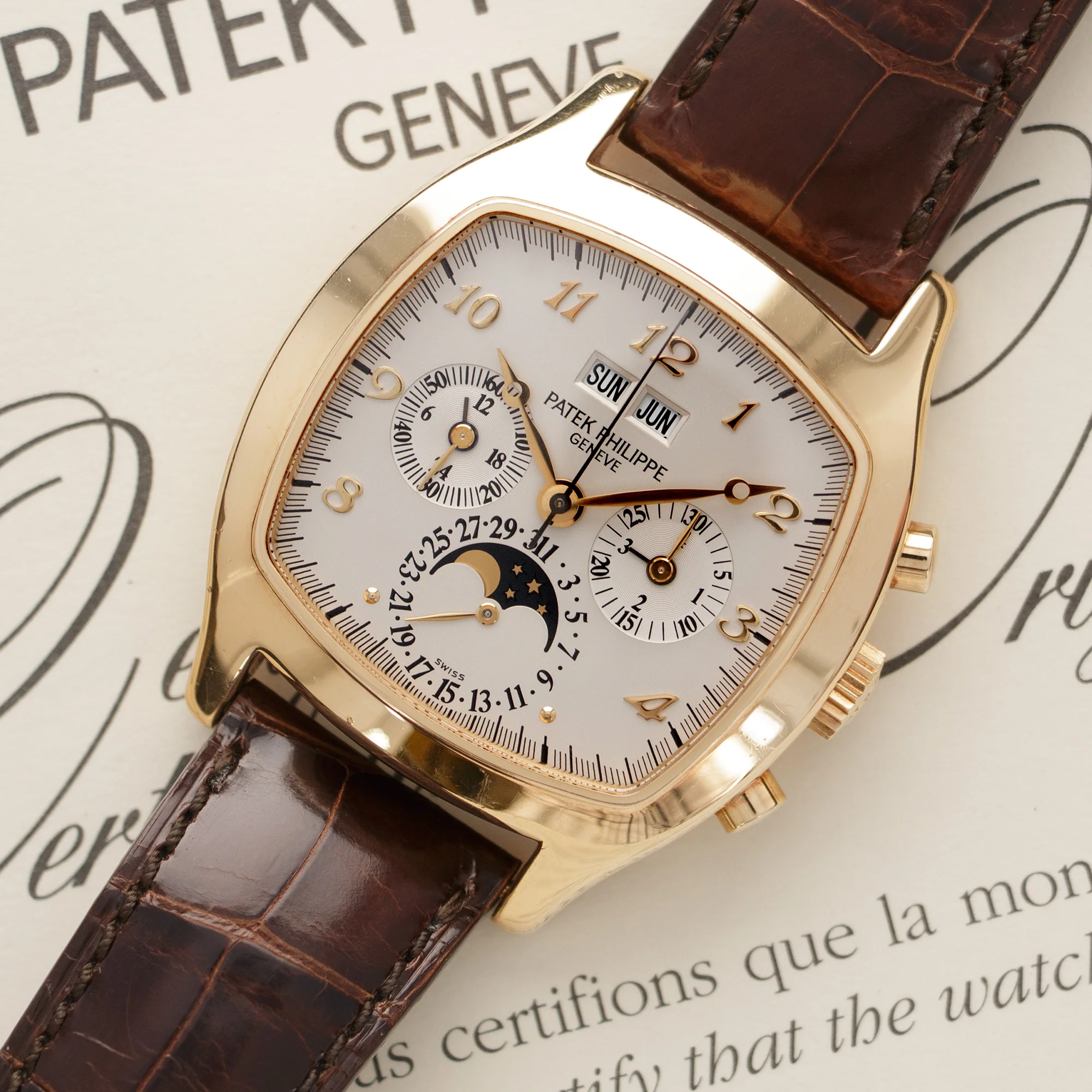 Patek Philippe Yellow Gold Perpetual Calendar Chrono Watch Ref. 5020 - Image 2