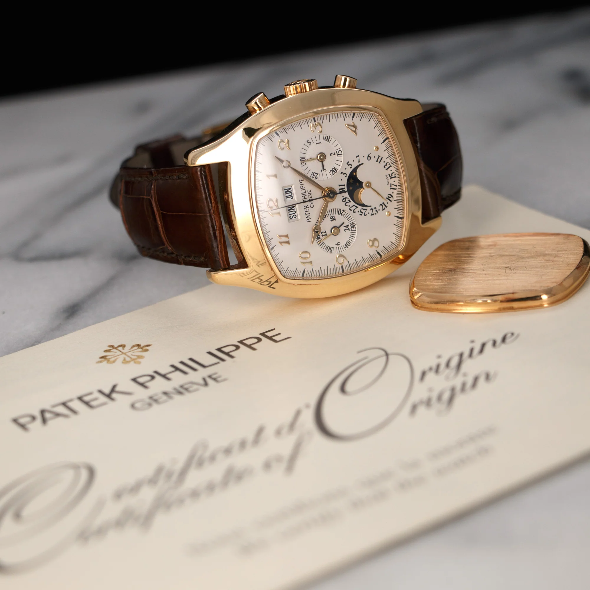 Patek Philippe Yellow Gold Perpetual Calendar Chrono Watch Ref. 5020 - Image 6