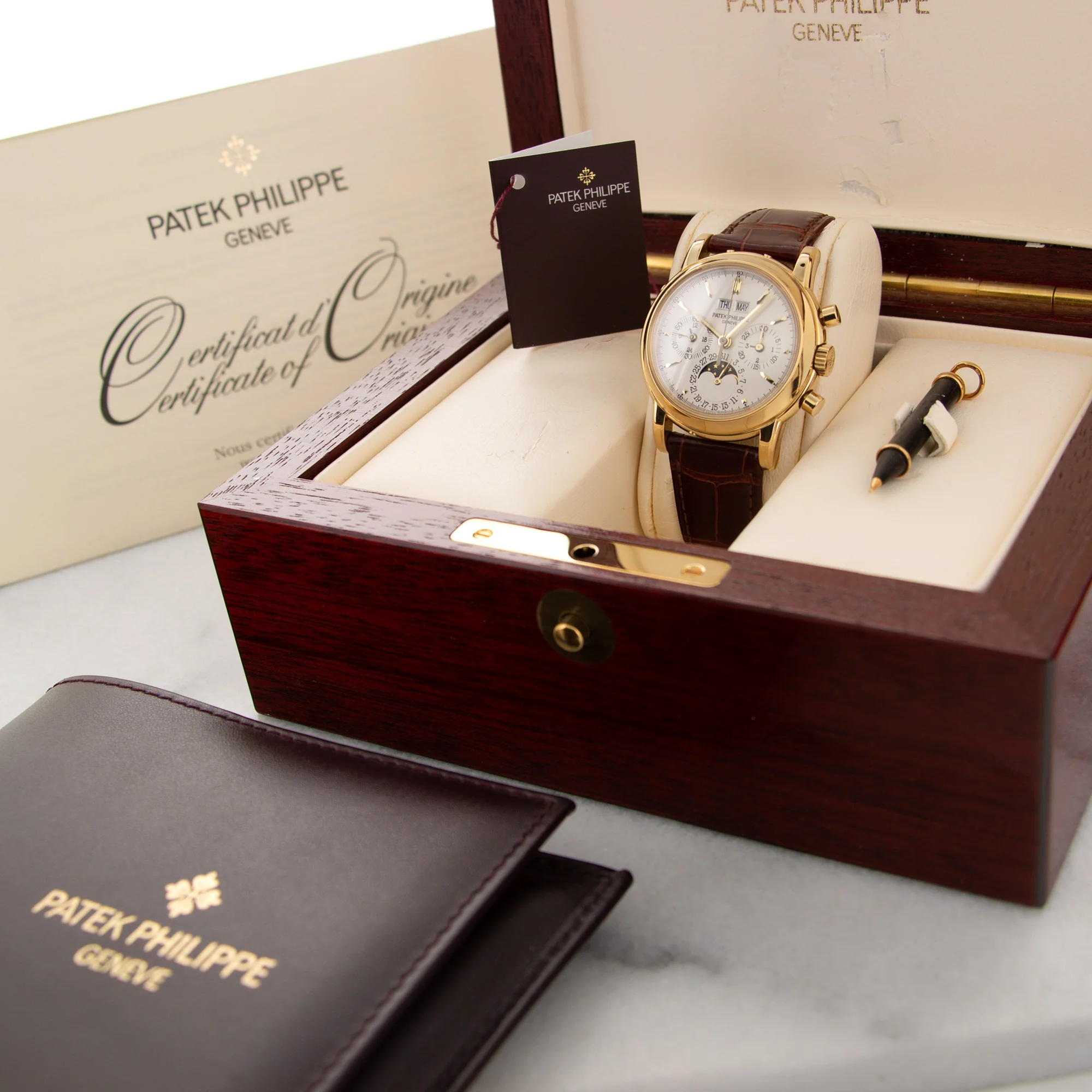 Patek Philippe Yellow Gold Perpetual Calendar Chronograph Watch Ref. 3970 - Image 6