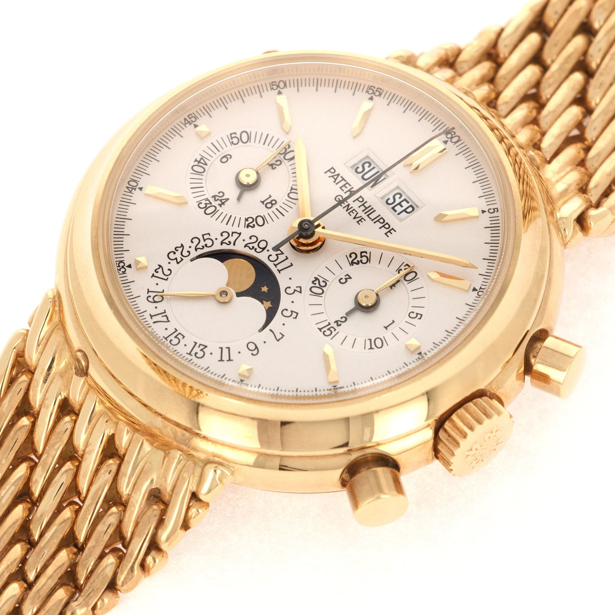 Patek Philippe Yellow Gold Perpetual Calendar Chronograph Watch Ref. 3970 - Image 4