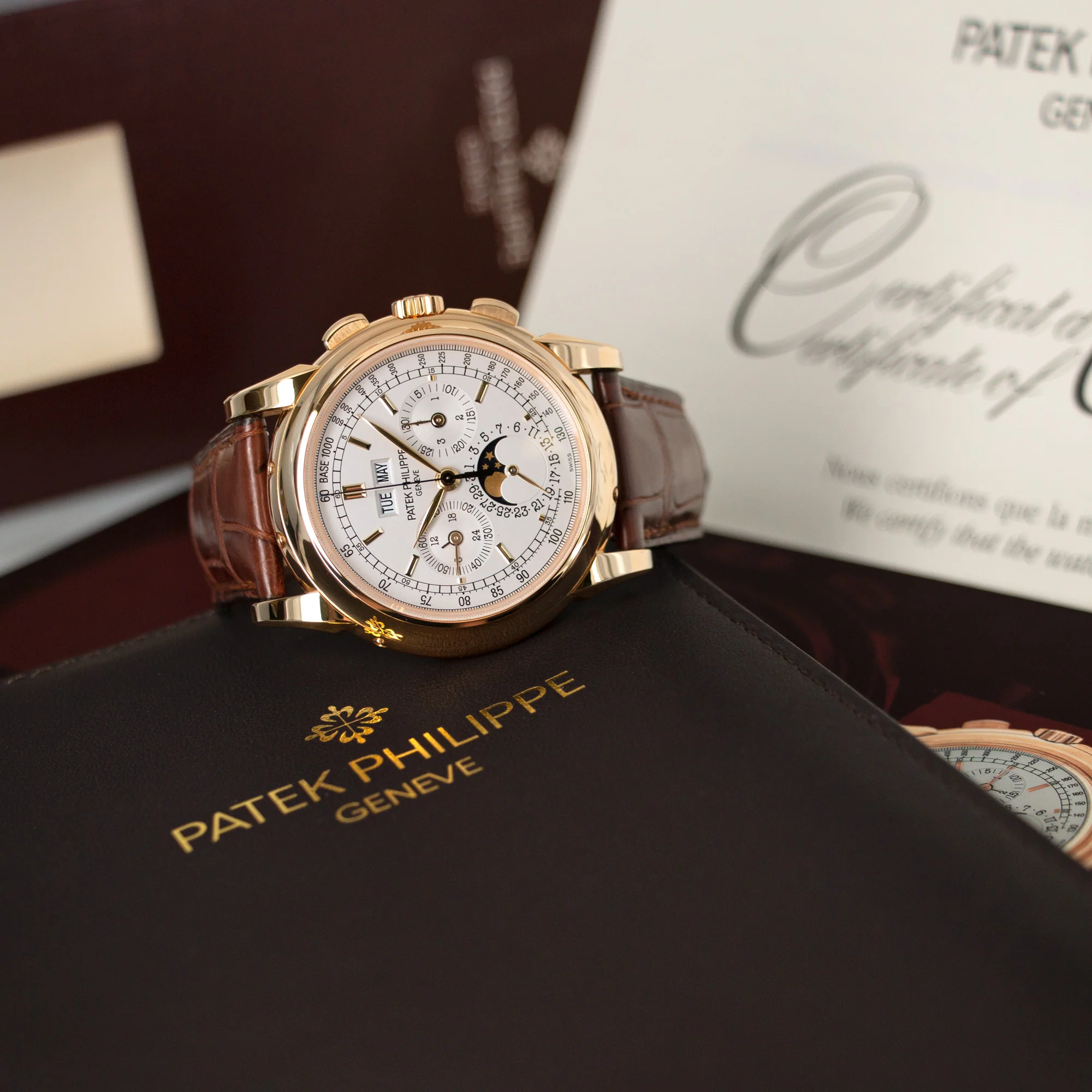 Patek Philippe Yellow Gold Perpetual Calendar Chronograph Watch Ref. 5970 - Image 9