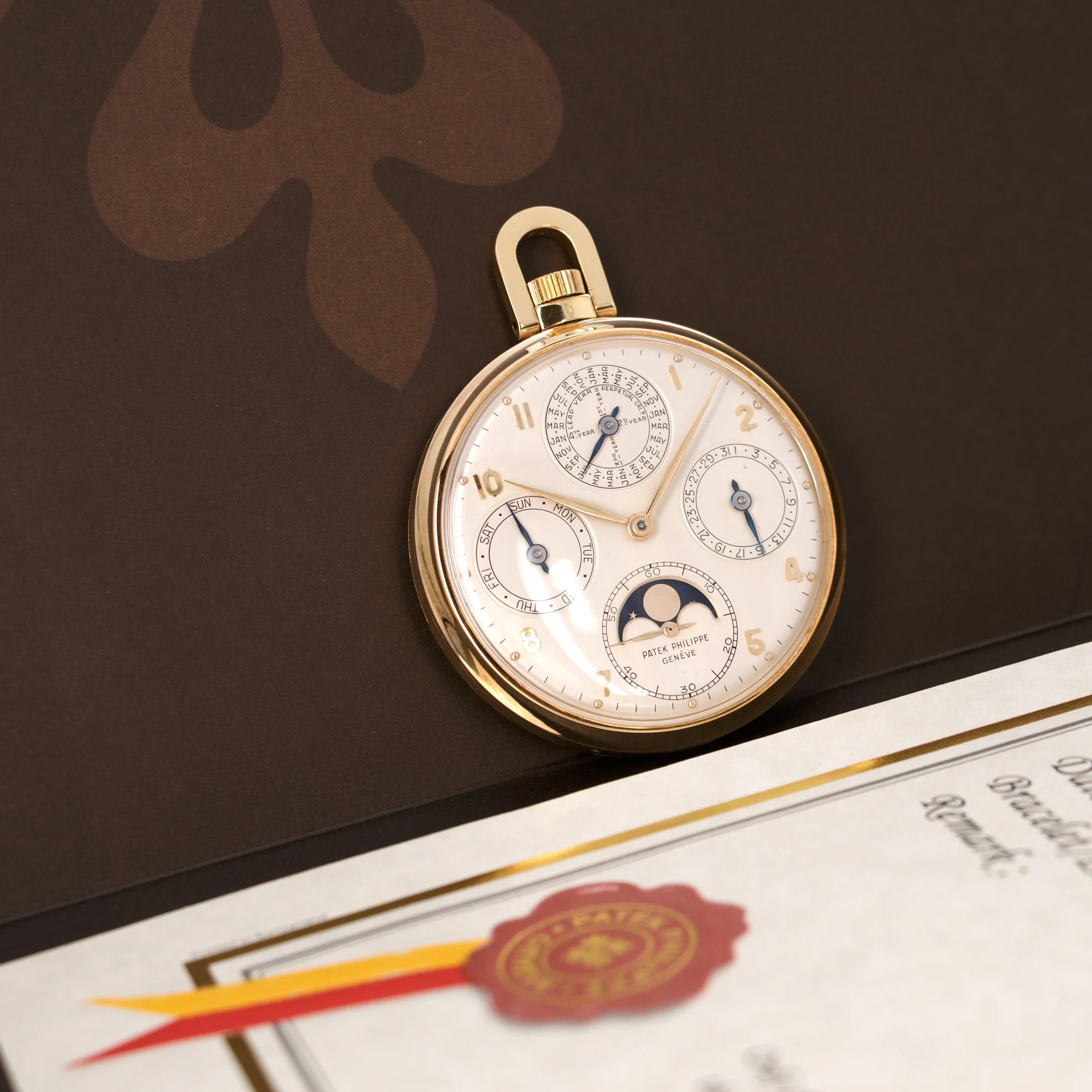 Patek Philippe Yellow Gold Perpetual Calendar Pocket Watch - Image 5